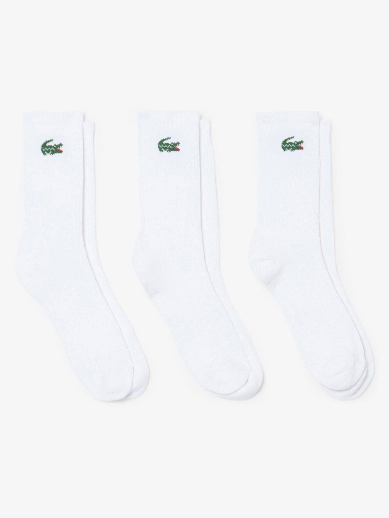 Lacoste 3 Pack Crew Socks - White