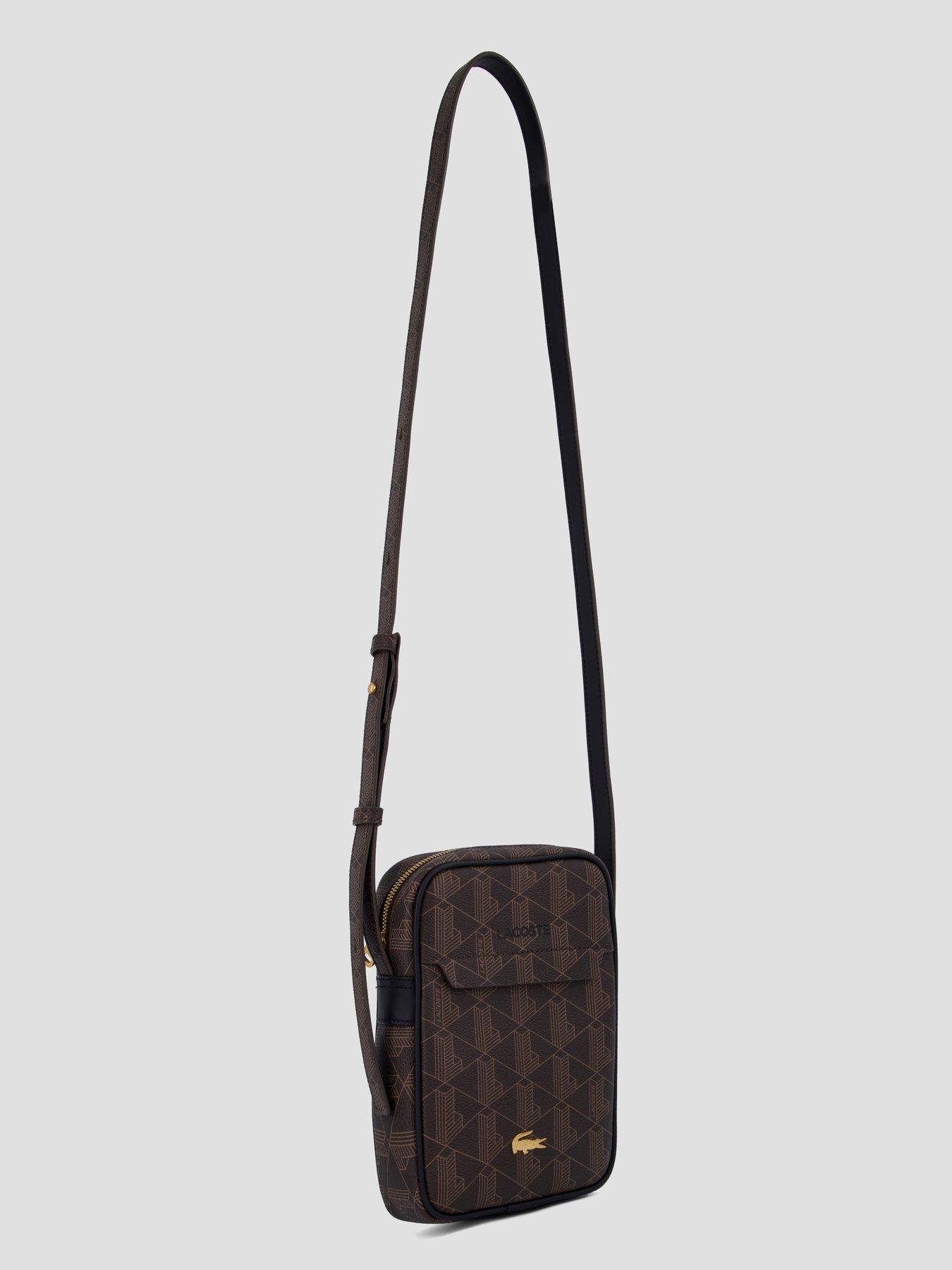 Image 2 of 5 of Lacoste Mens Monogram Zip Cross-Body Bag - Brown