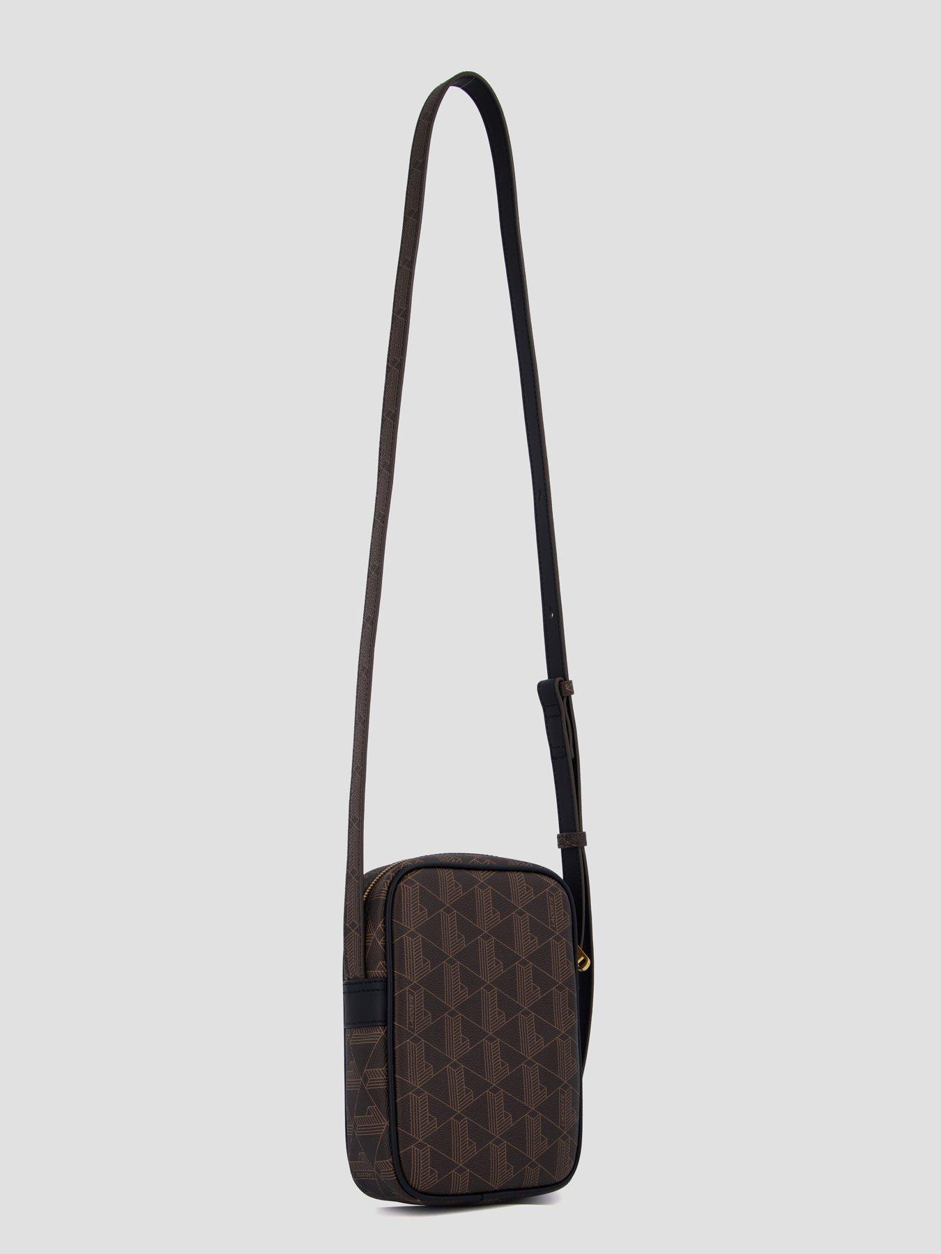 Image 3 of 5 of Lacoste Mens Monogram Zip Cross-Body Bag - Brown