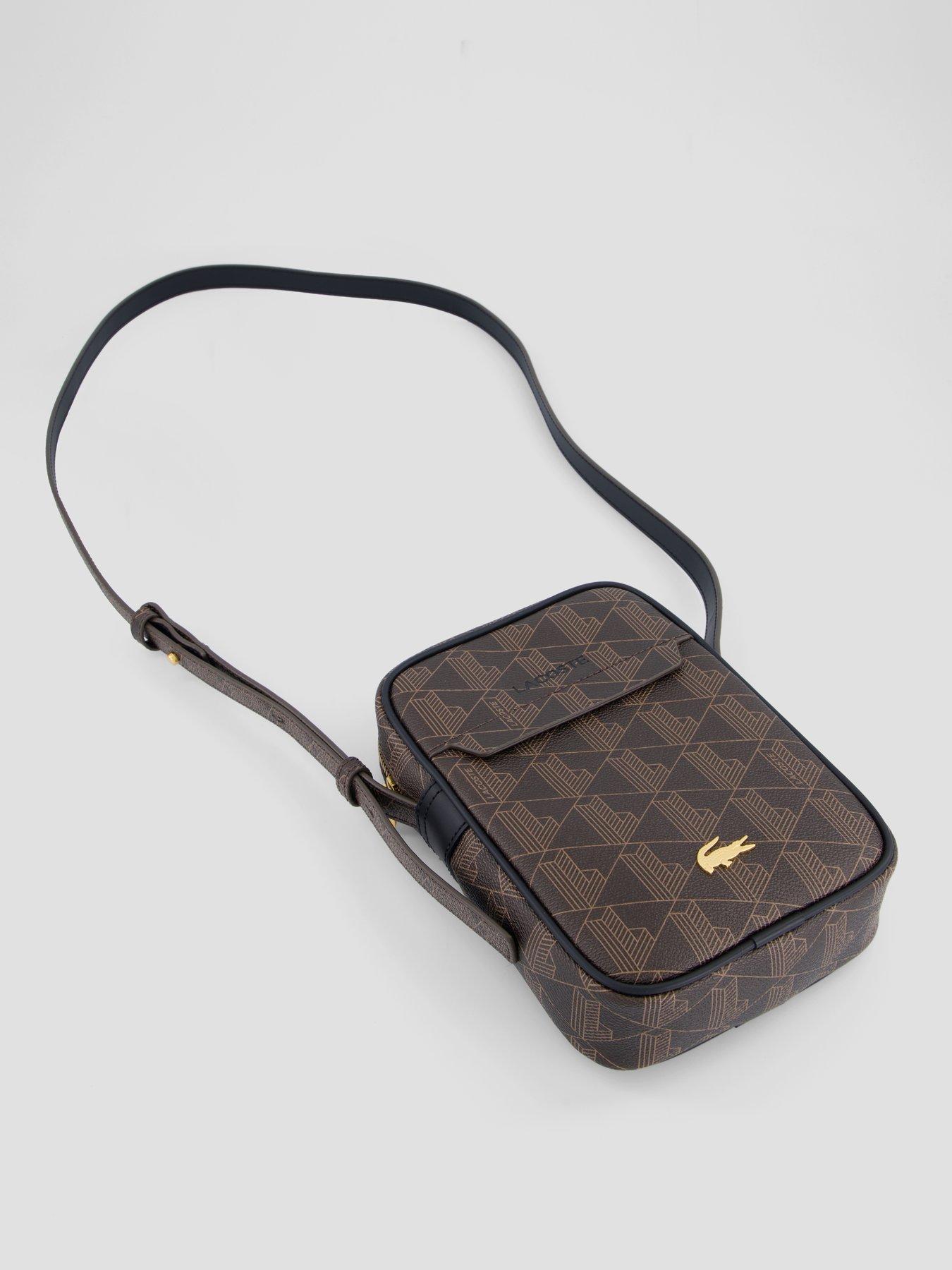 Image 5 of 5 of Lacoste Mens Monogram Zip Cross-Body Bag - Brown