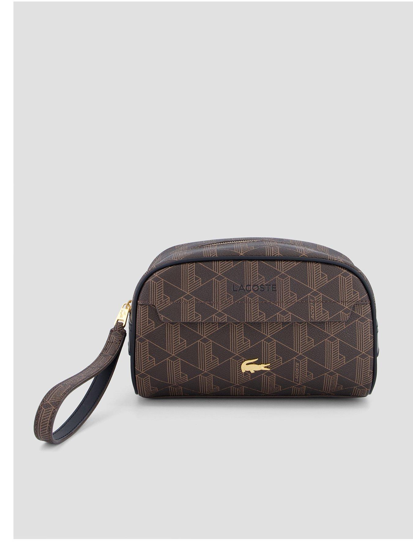 Image 1 of 4 of Lacoste Mens Monogram Zip Wash Bag - Brown