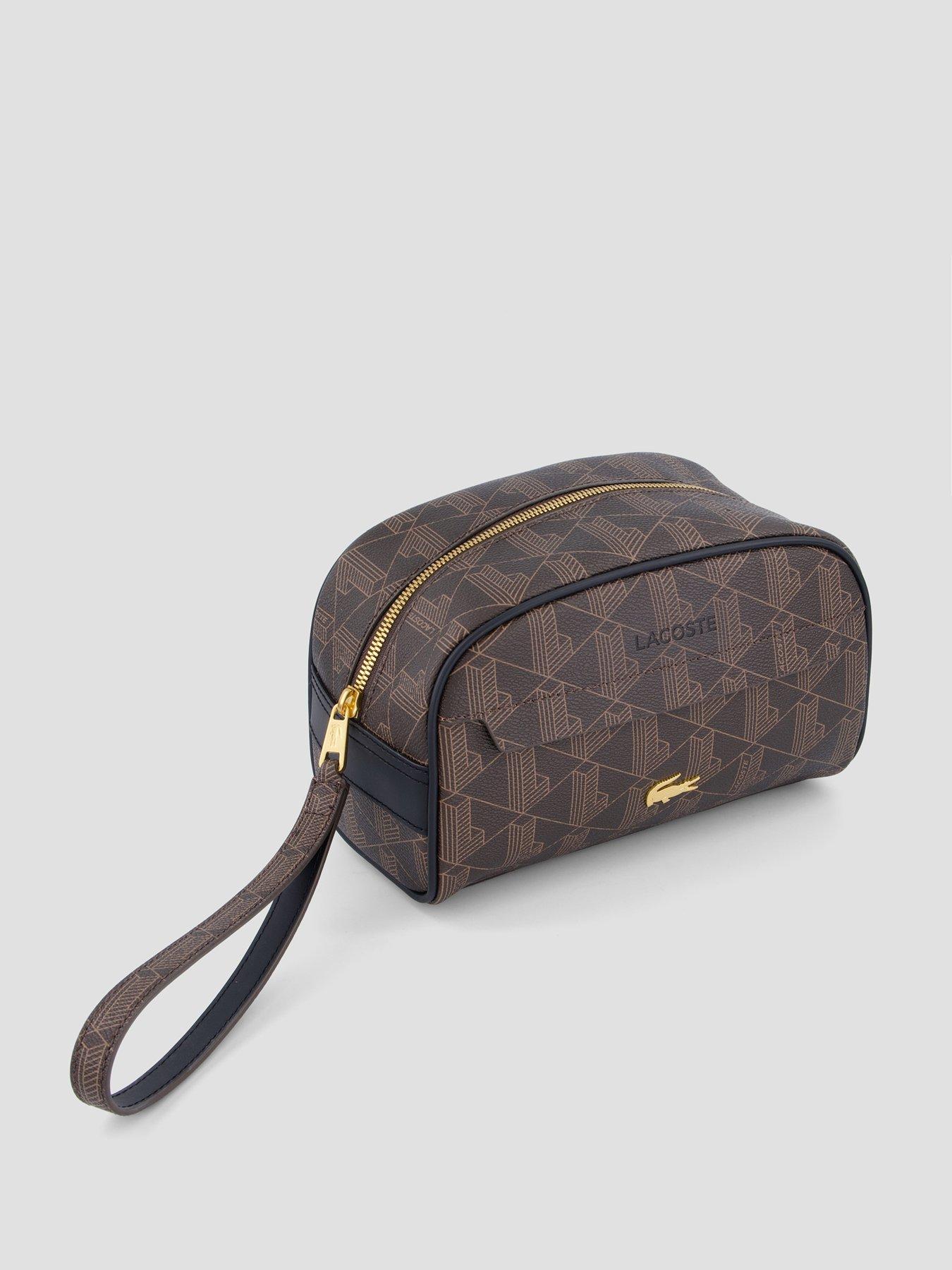 Image 2 of 4 of Lacoste Mens Monogram Zip Wash Bag - Brown