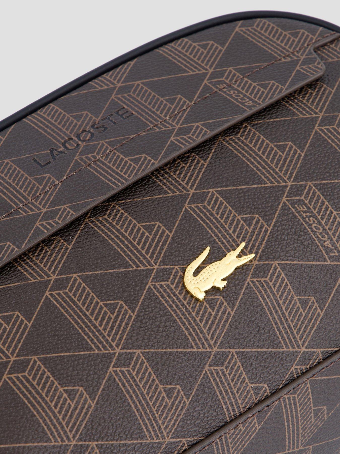 Image 3 of 4 of Lacoste Mens Monogram Zip Wash Bag - Brown