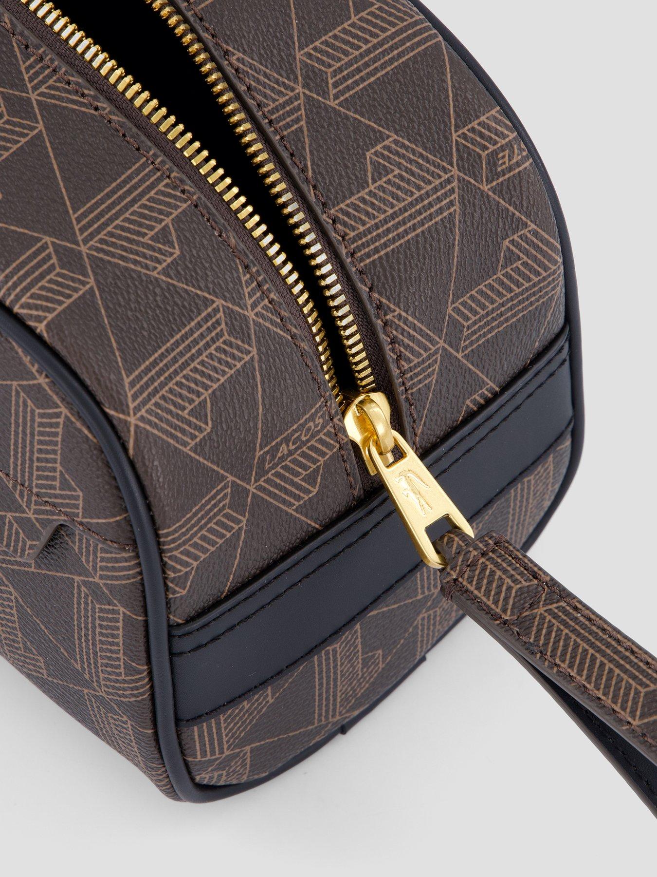 Image 4 of 4 of Lacoste Mens Monogram Zip Wash Bag - Brown