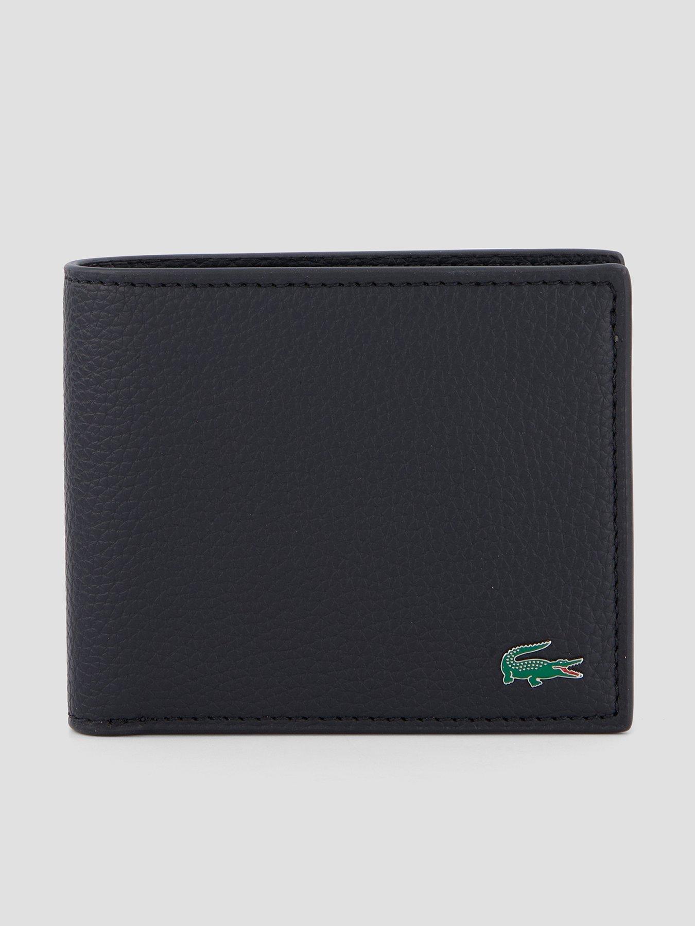 Image 1 of 4 of Lacoste Mens Croc Metal Logo Bifold Wallet - Black