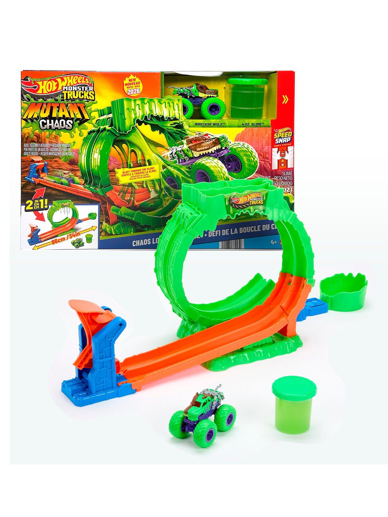 Hot Wheels Monster Trucks Mutant Chaos Loop Challenge Playset with Slime