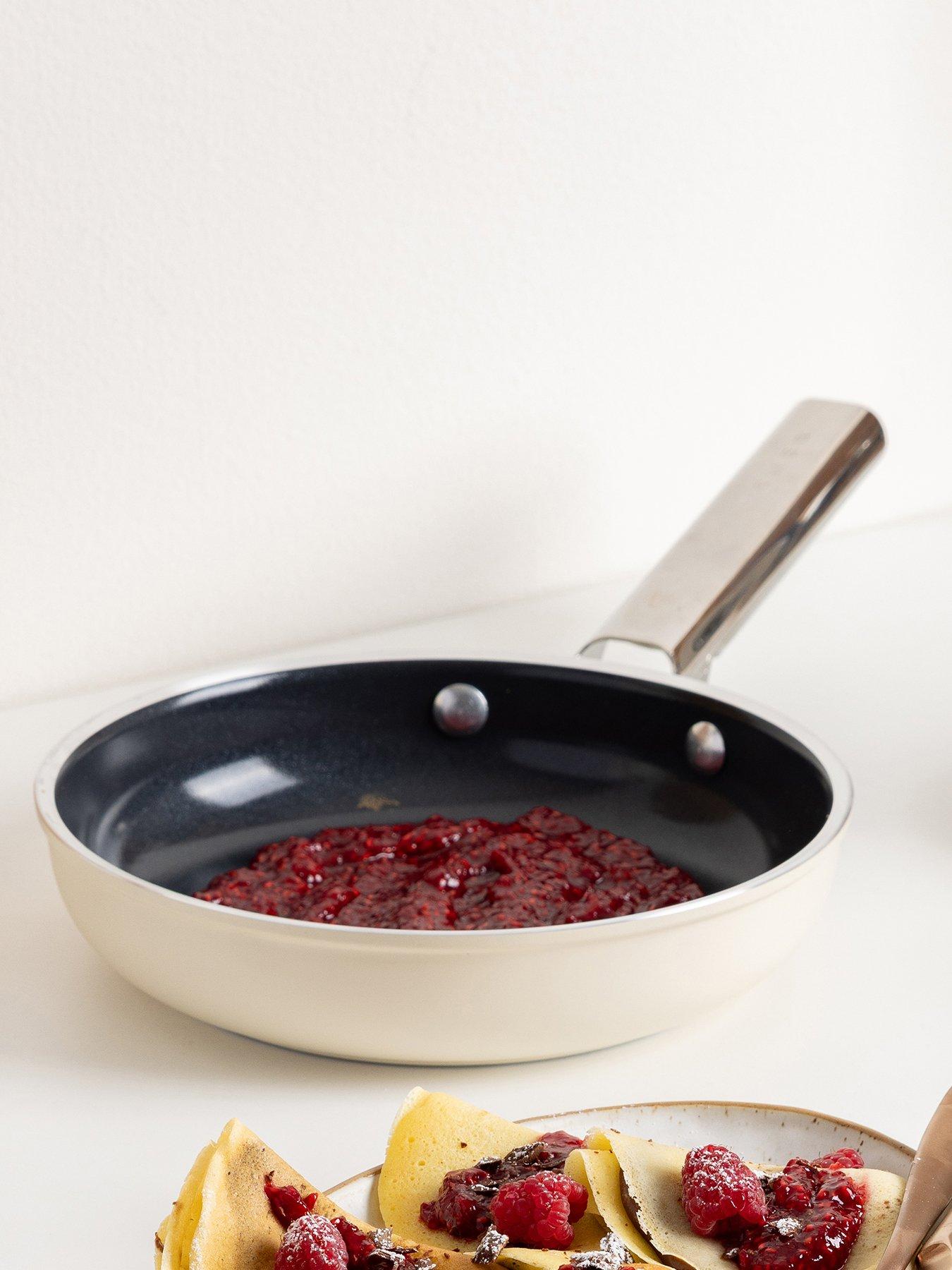 Image 1 of 5 of Smeg 24cm Retro Frying Pan, Oven Safe, Aluminium, Cream