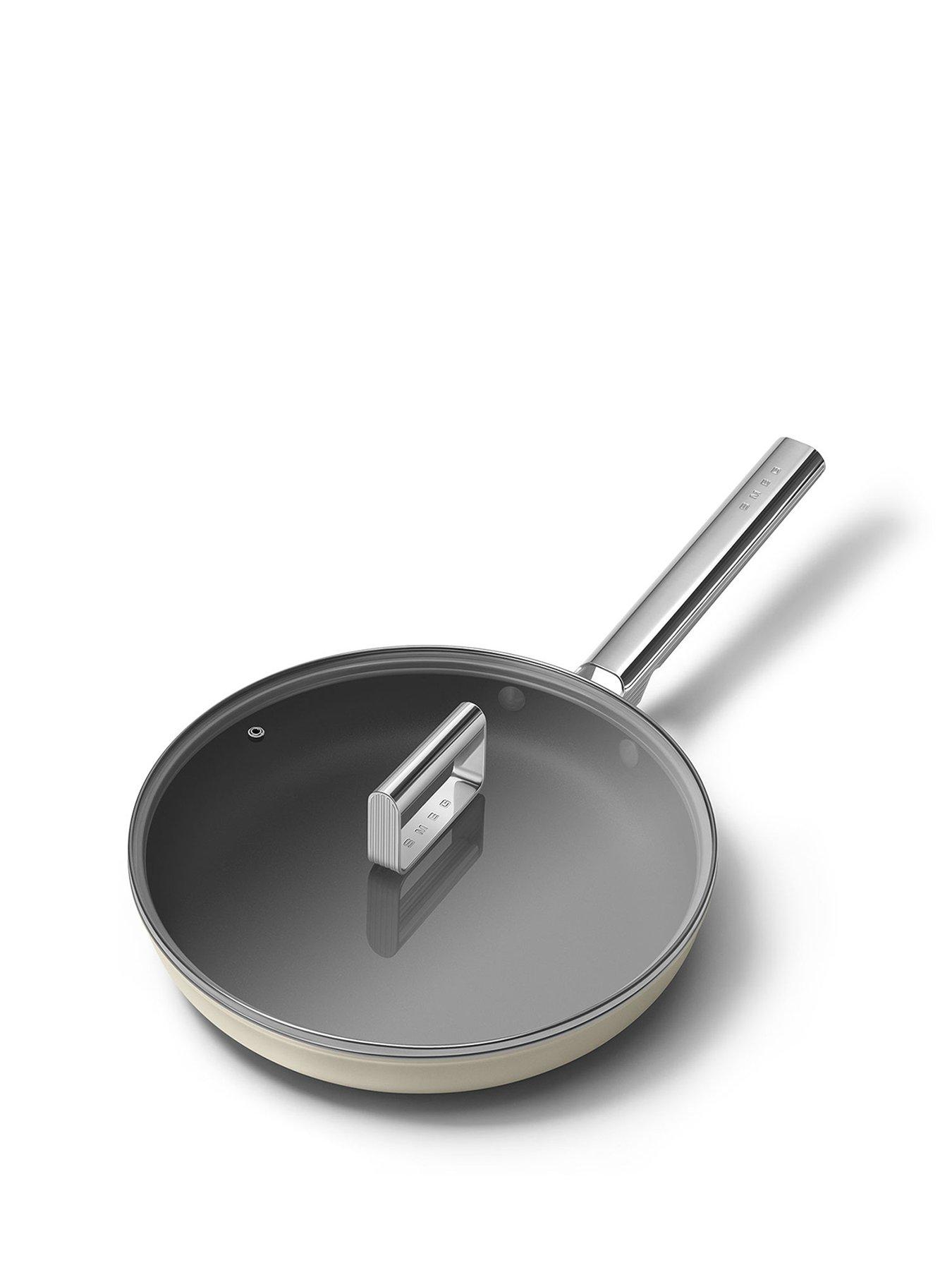 Image 1 of 5 of Smeg 28cm Retro Frying Pan, Oven Safe, Aluminium, Cream