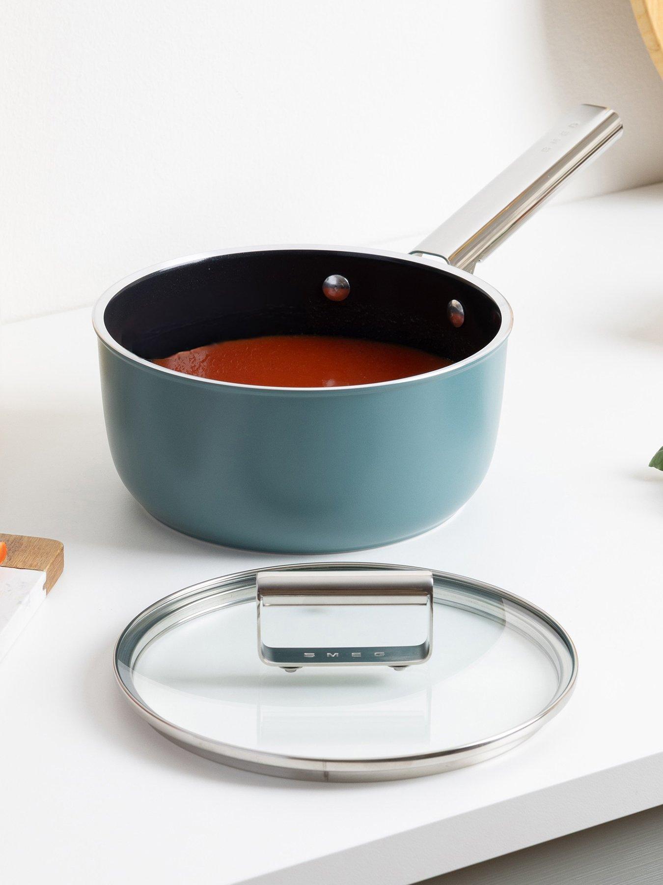 Image 1 of 6 of Smeg 20cm Retro Saucepan, Oven Safe, Aluminium, Emerald Green