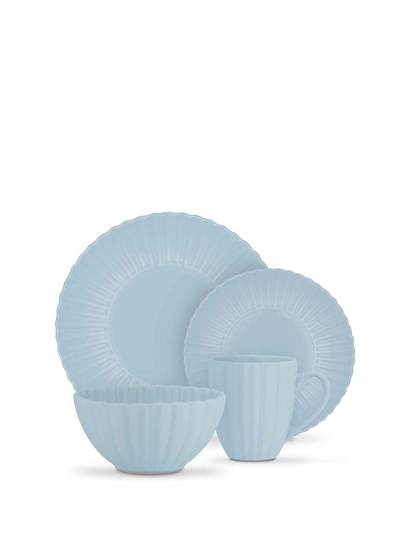 Image 2 of 8 of Swan 16 Piece Scallop Edge Stoneware Dinner Set, Blue