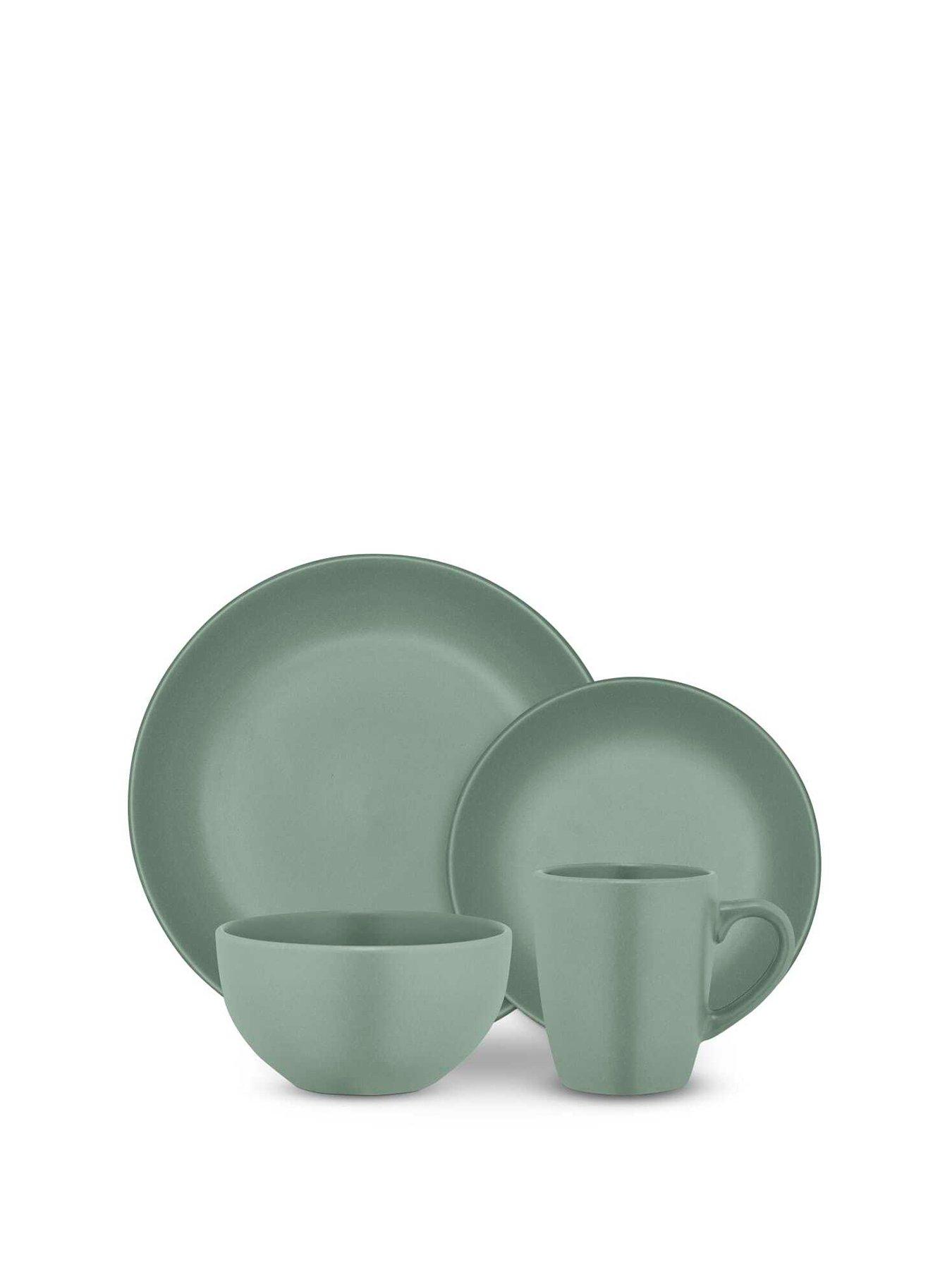 Image 2 of 8 of Tower 16 Piece Dinner Set with Smooth Matte Glaze Finish, Sage