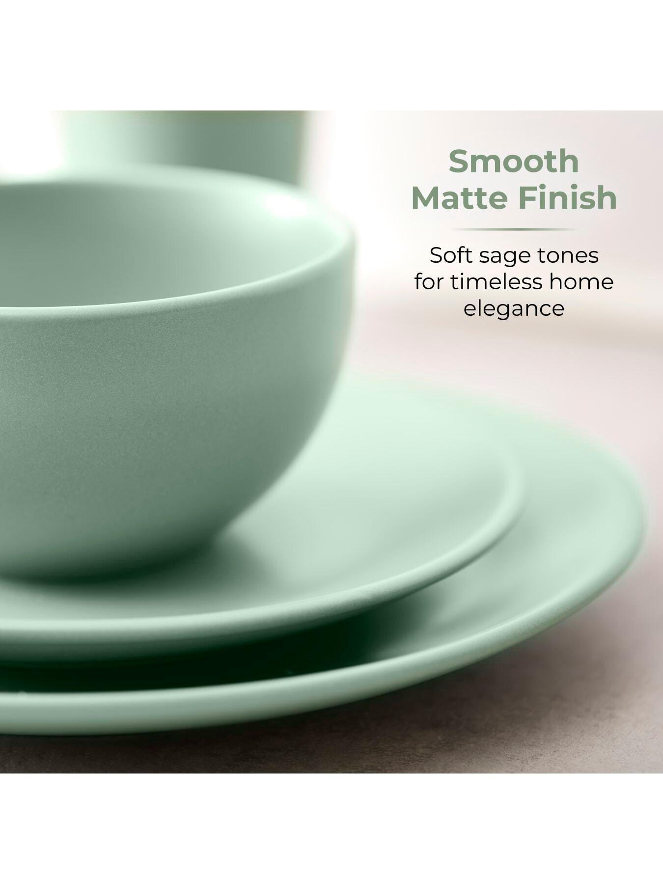 Image 4 of 8 of Tower 16 Piece Dinner Set with Smooth Matte Glaze Finish, Sage