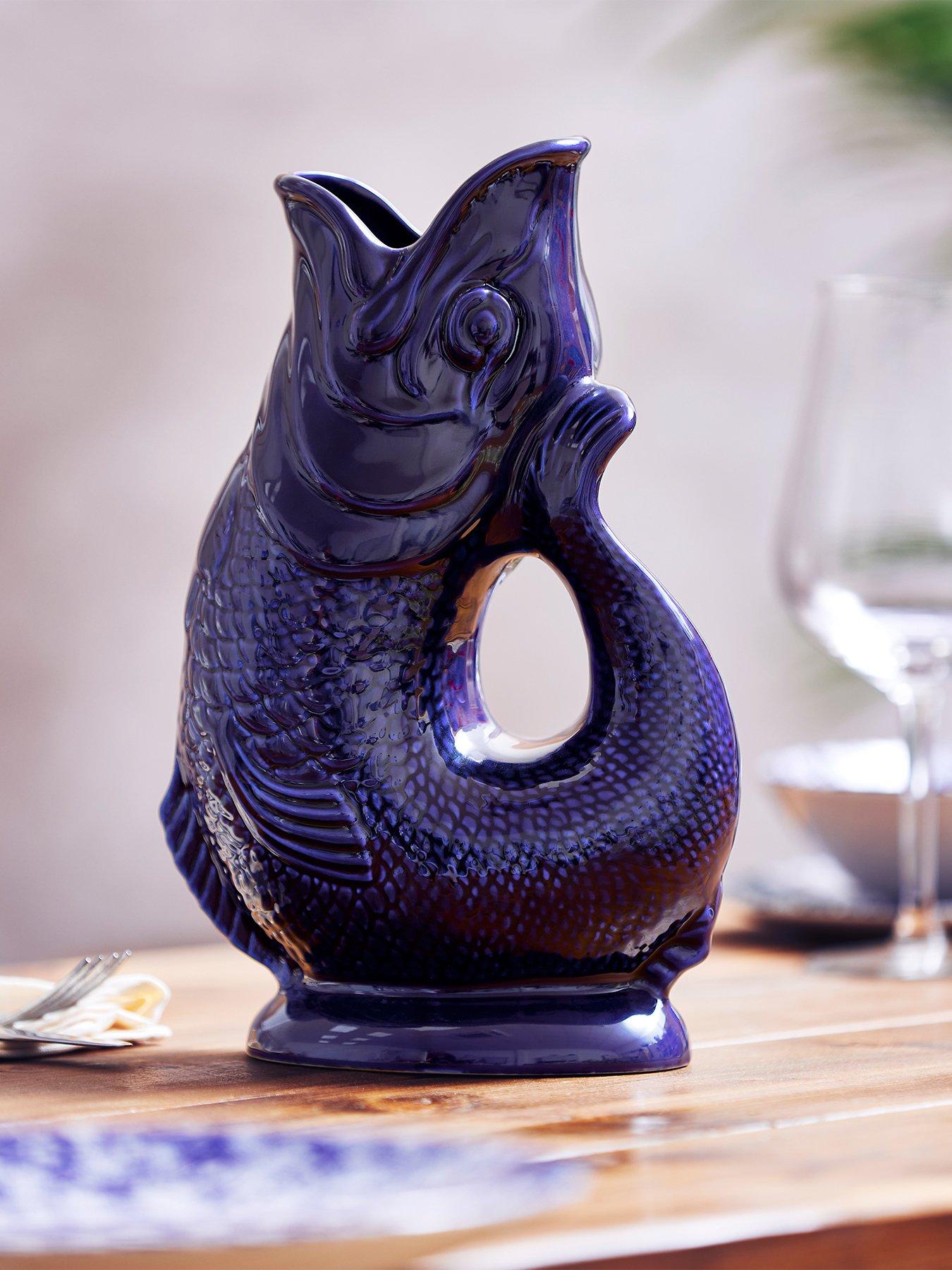 Wade Fish Jug, Made in Stoke-on-Trent, Earthenware, 1.2L, Cobalt