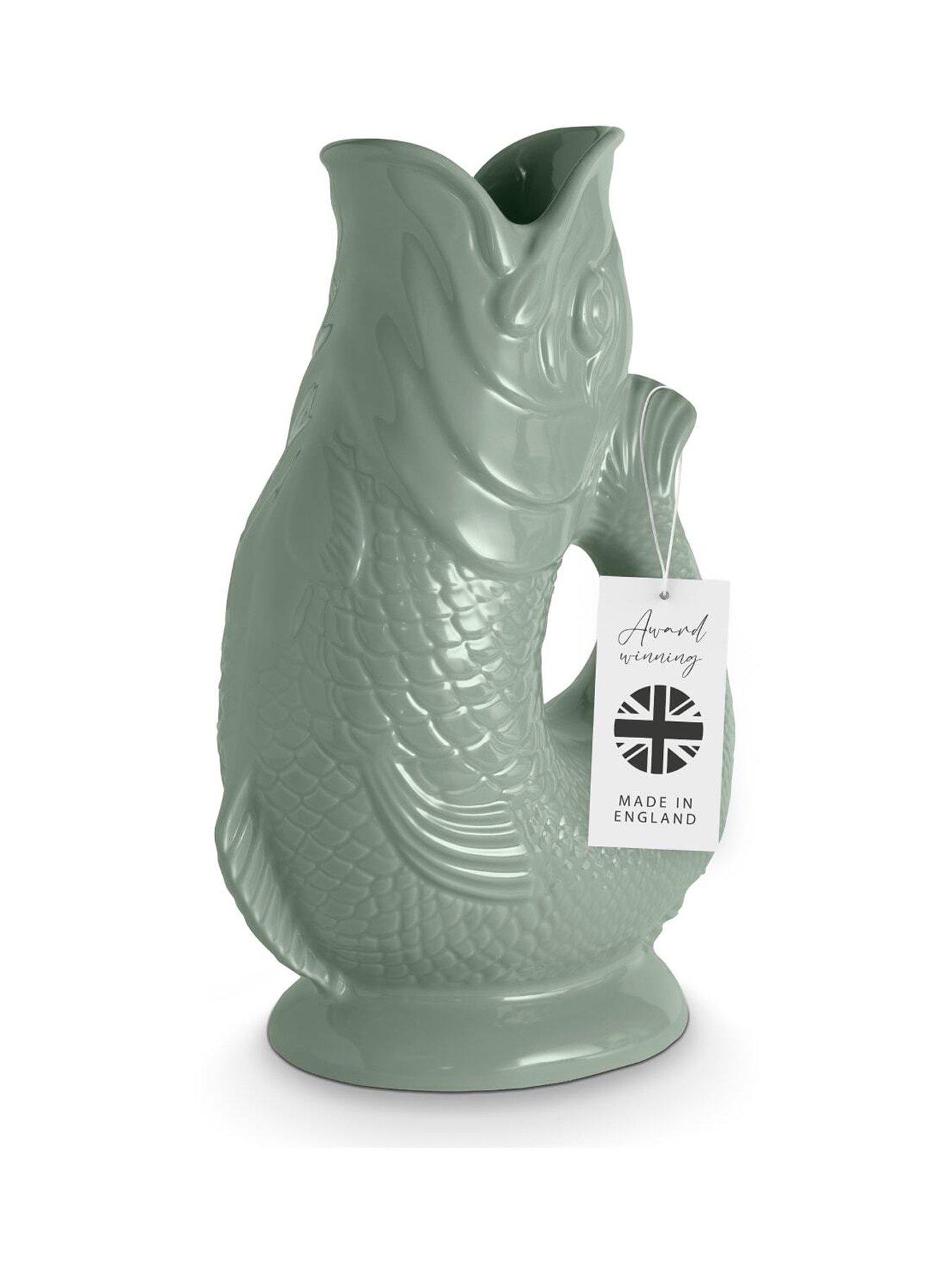 Image 2 of 7 of Wade Fish Jug, Made in Stoke-on-Trent, Earthenware, 1.2L, Sage