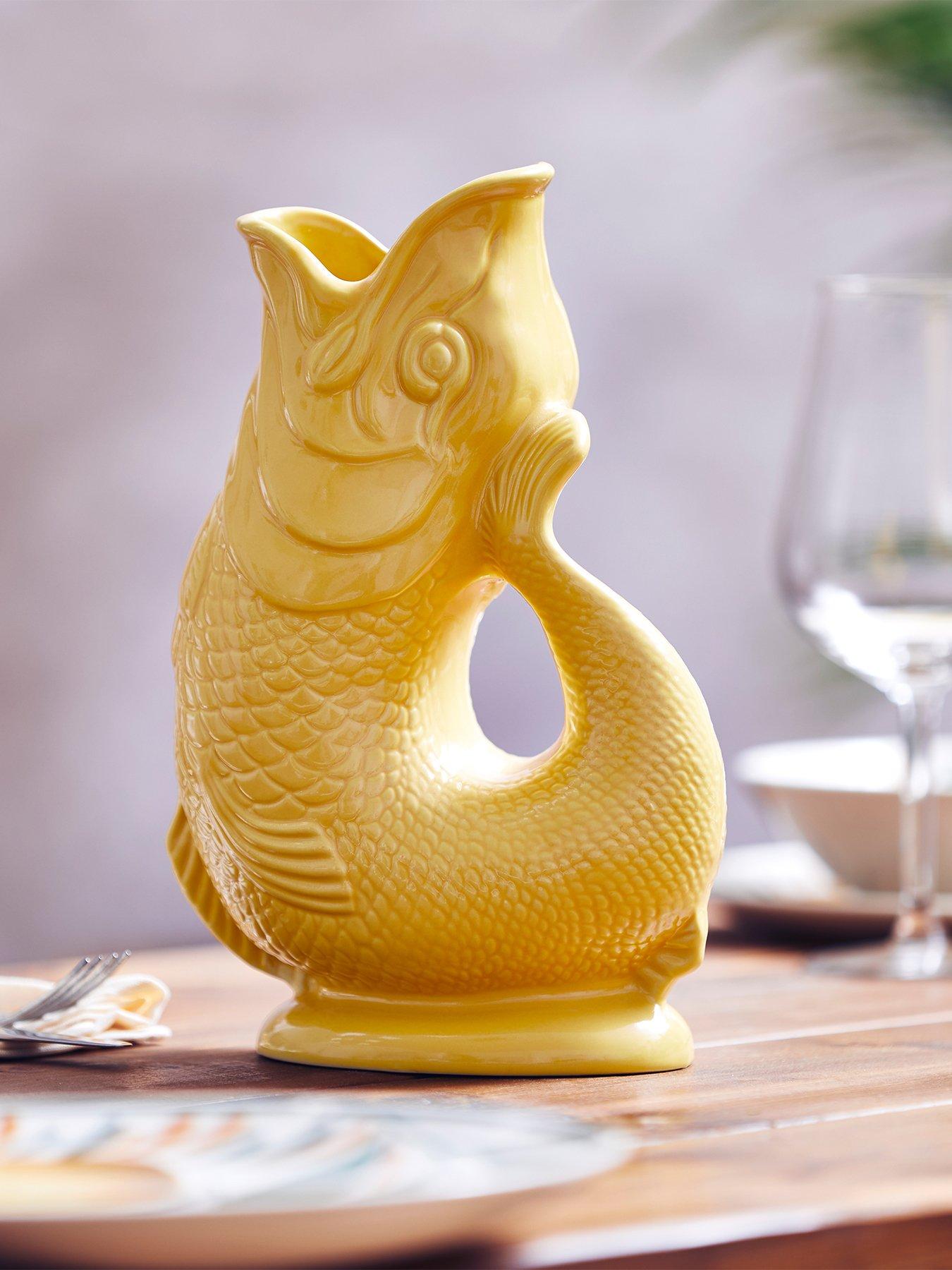 Wade Fish Jug, Made in Stoke-on-Trent, Earthenware, 1.2L, Yellow