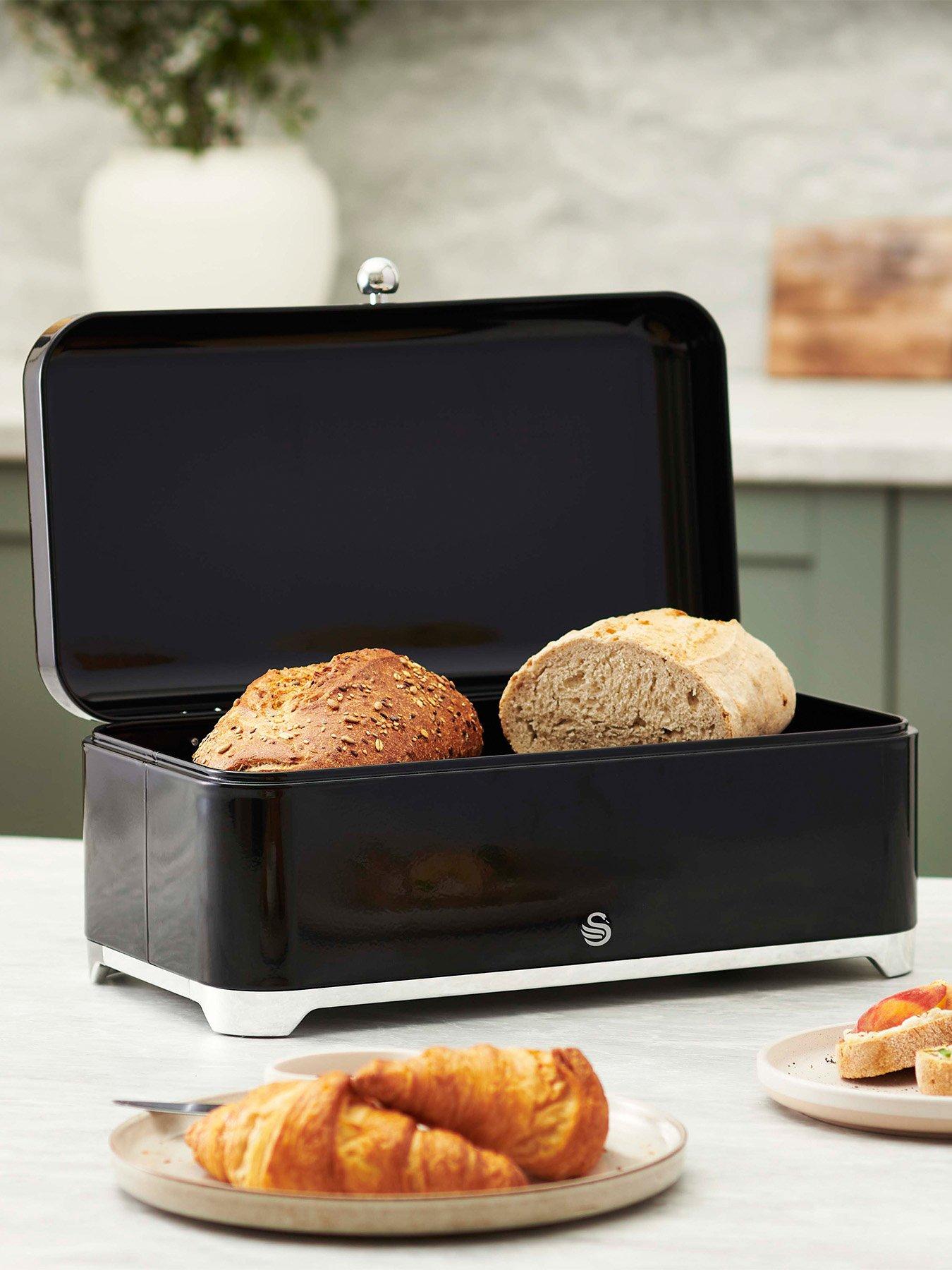 Swan Solace 16L Bread Bin with Lift Up Hinged Lid, Black