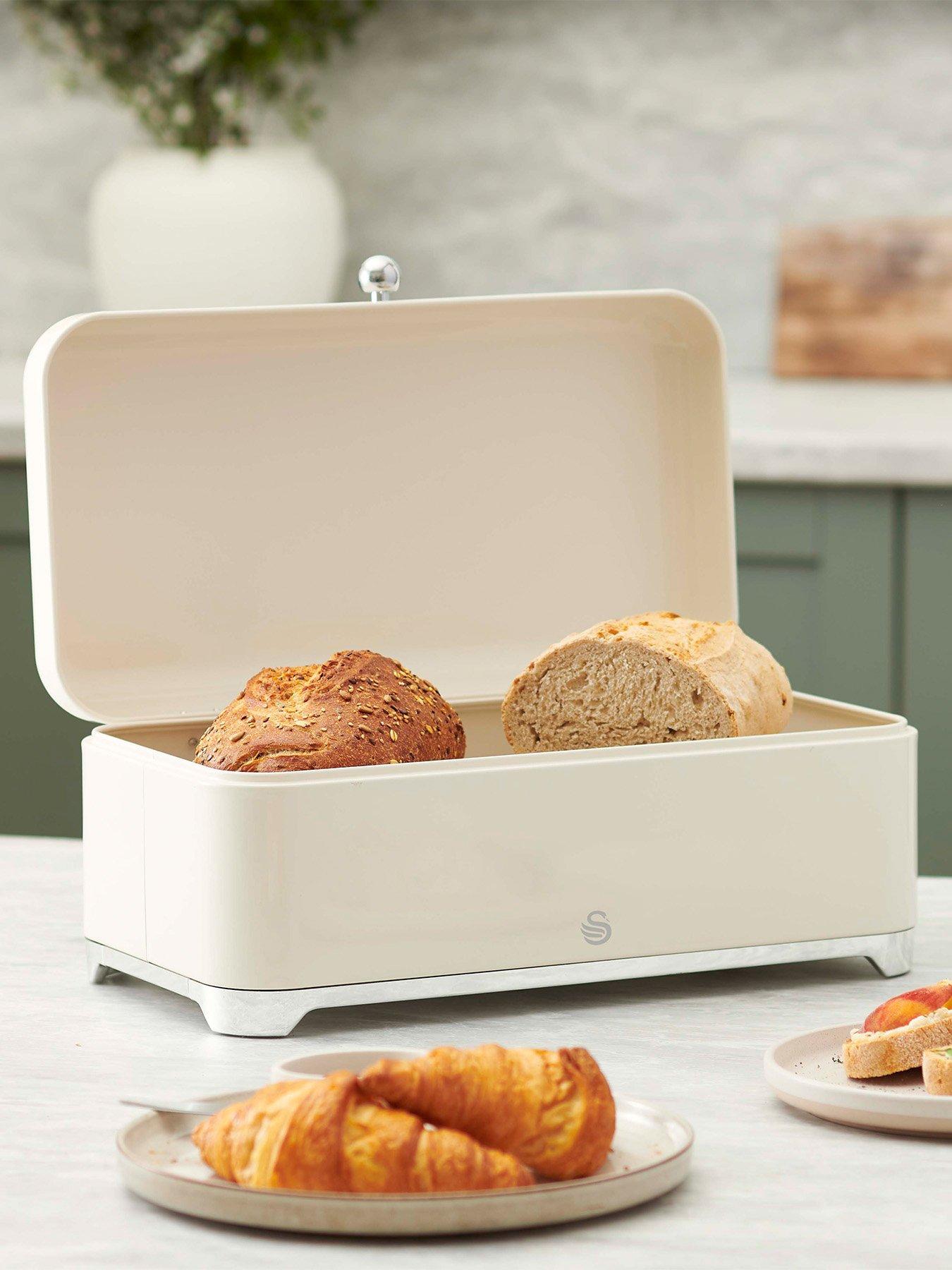 Swan Solace 16L Bread Bin with Lift Up Hinged Lid, Cream