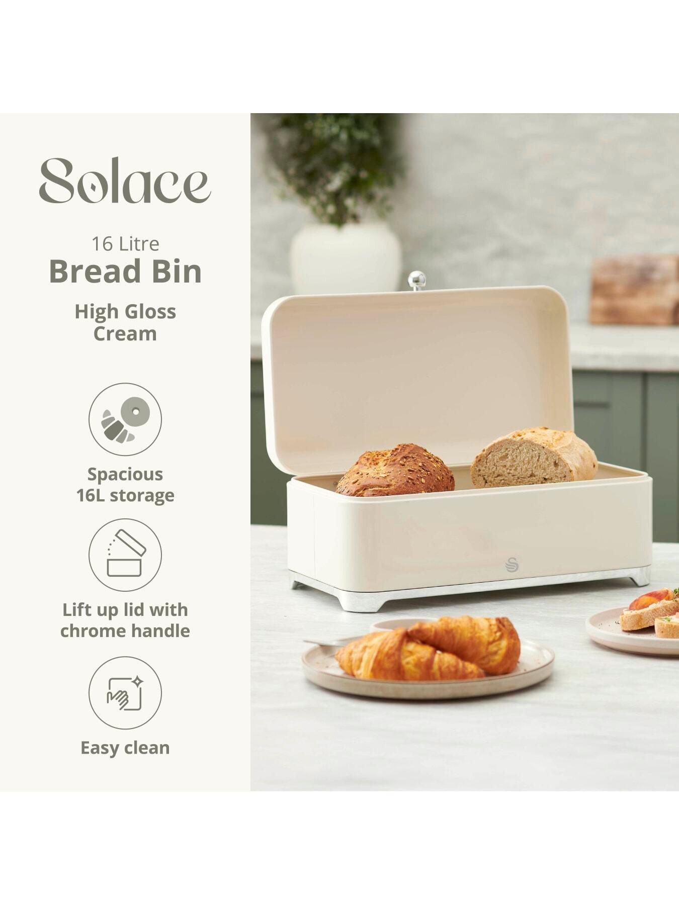 Image 3 of 8 of Swan Solace 16L Bread Bin with Lift Up Hinged Lid, Cream