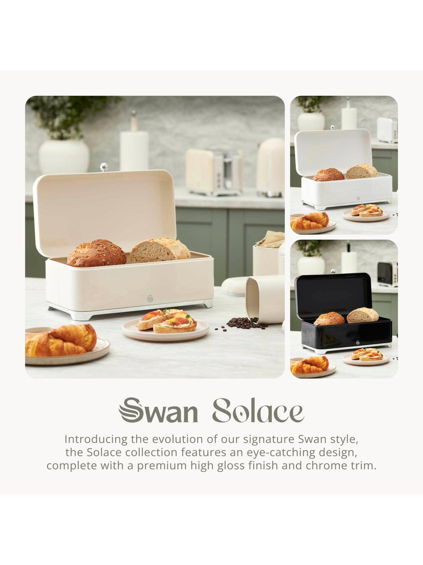 Image 6 of 8 of Swan Solace 16L Bread Bin with Lift Up Hinged Lid, Cream