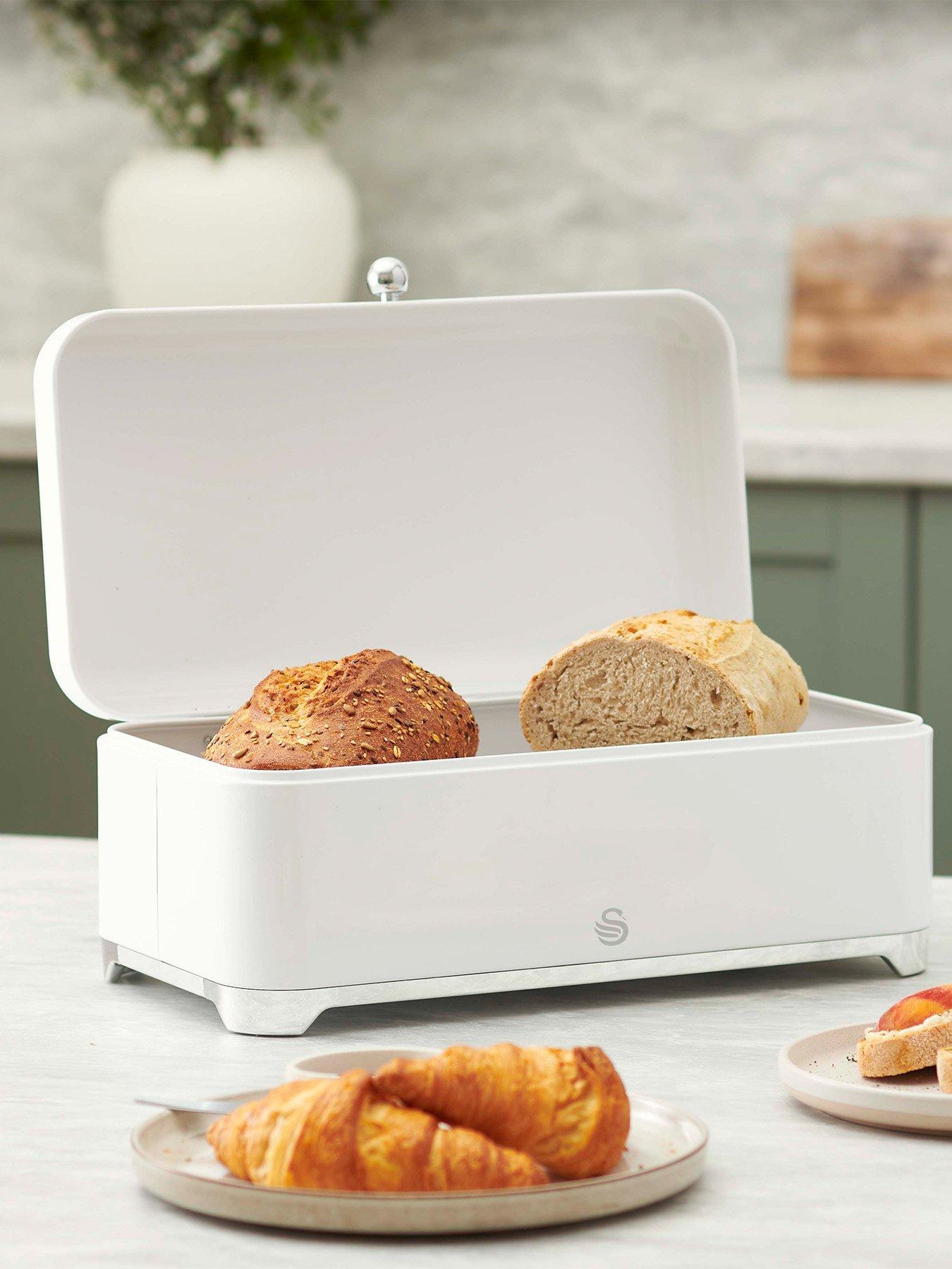 Swan Solace 16L Bread Bin with Lift Up Hinged Lid, White