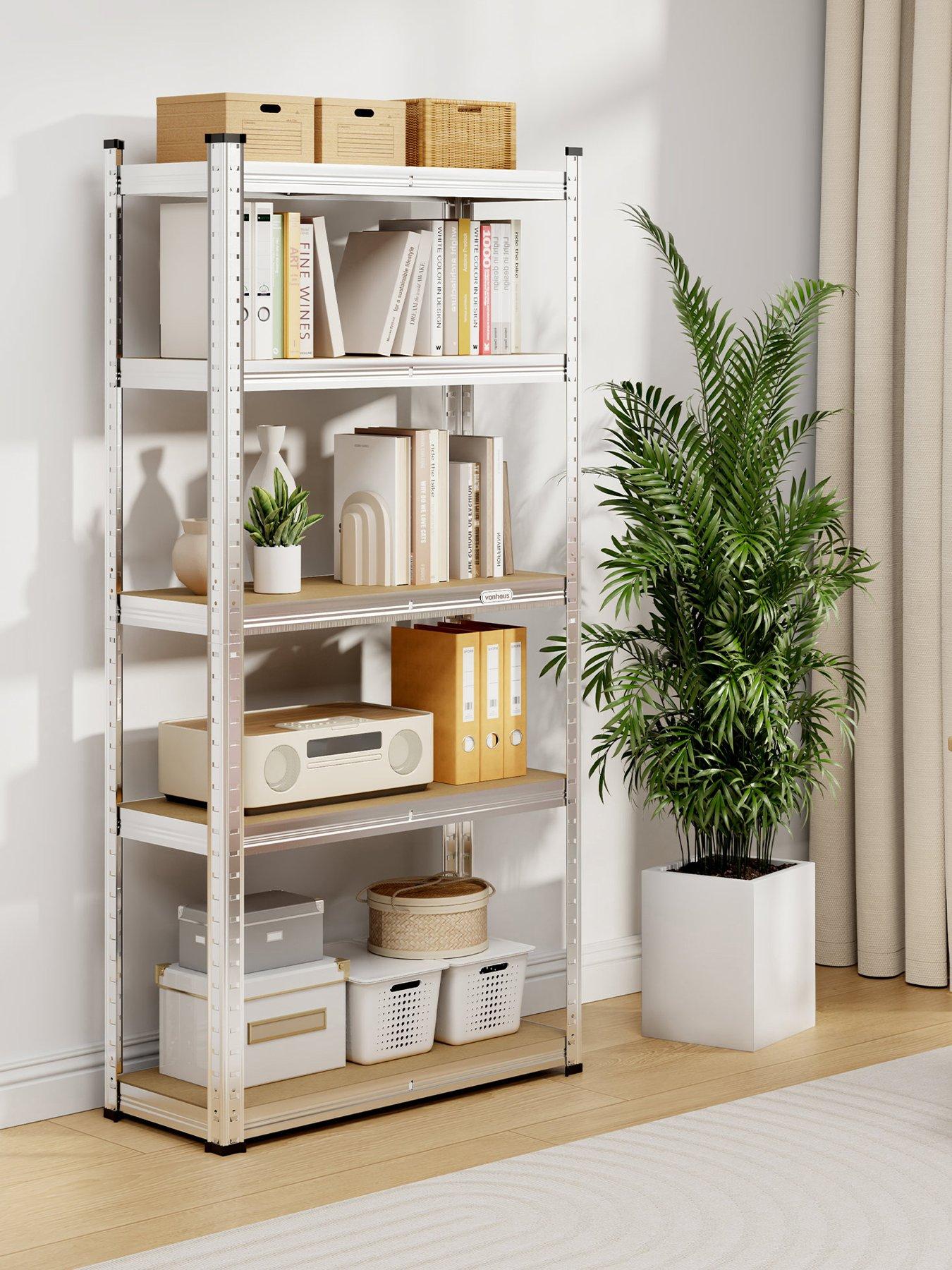 Vonhaus 5-Tier Galvanised Steel Shelving Unit -  Silver (150 x 70 x 30cm)