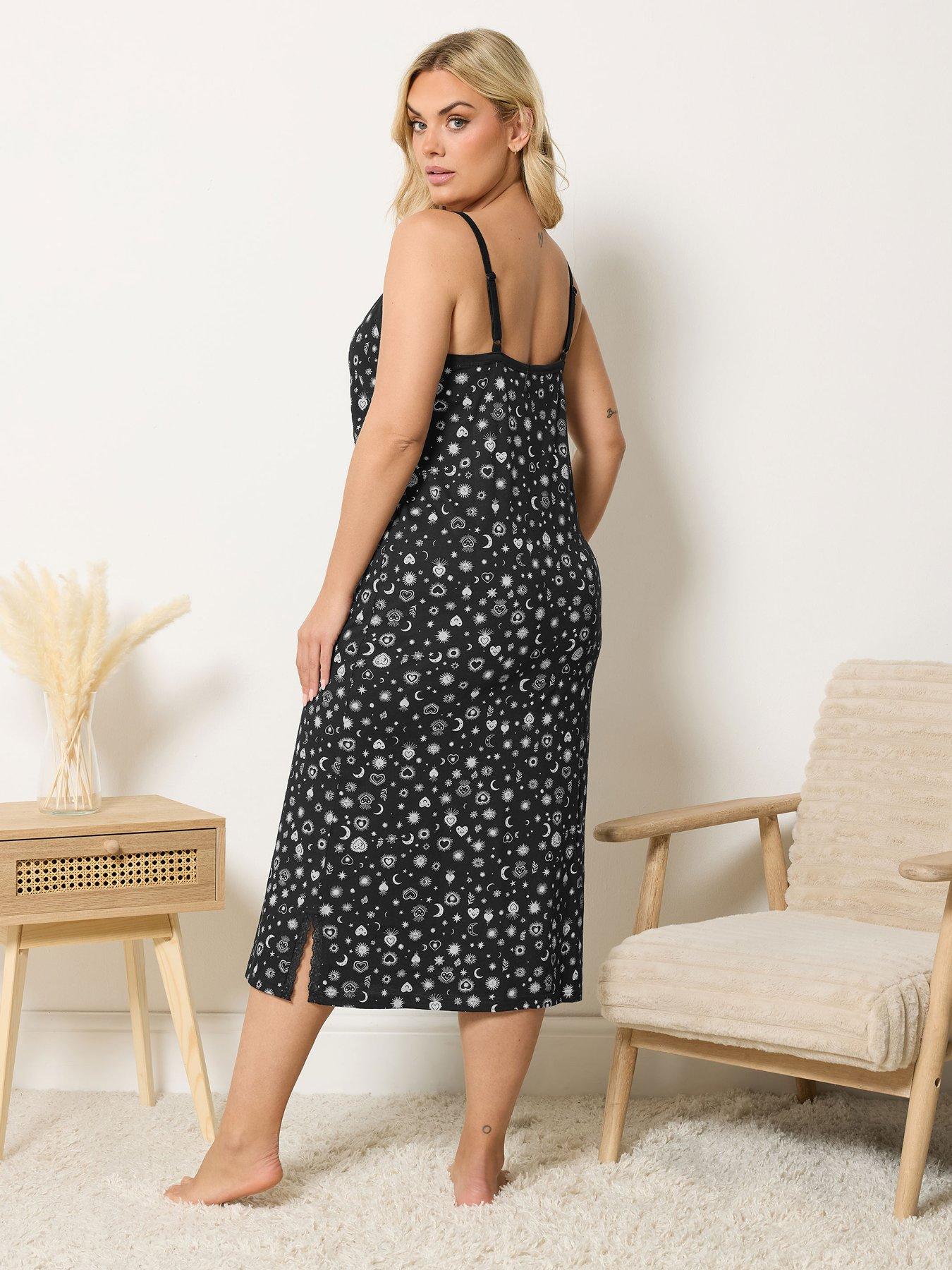 Image 2 of 4 of Yours Curve Summer Celestial Midaxi Chemise - Black