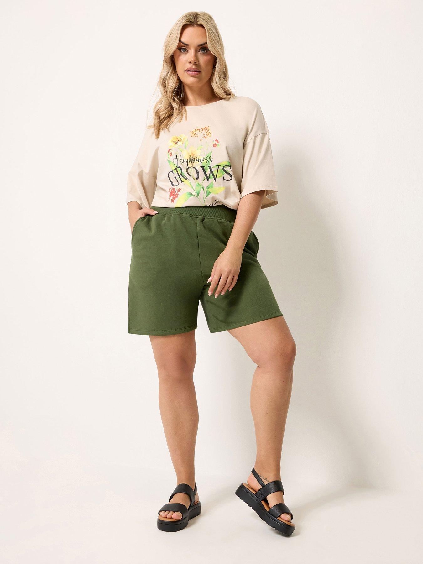 Image 3 of 4 of Yours Curve Pocket Detail Jogger Shorts - Khaki Green