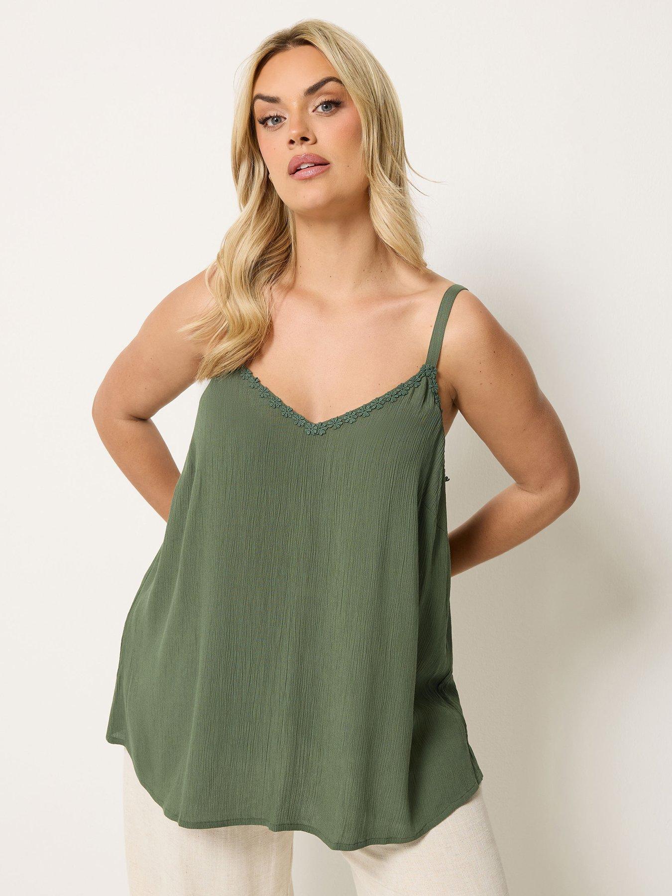Yours Curve Daisy Trim Cami - Green