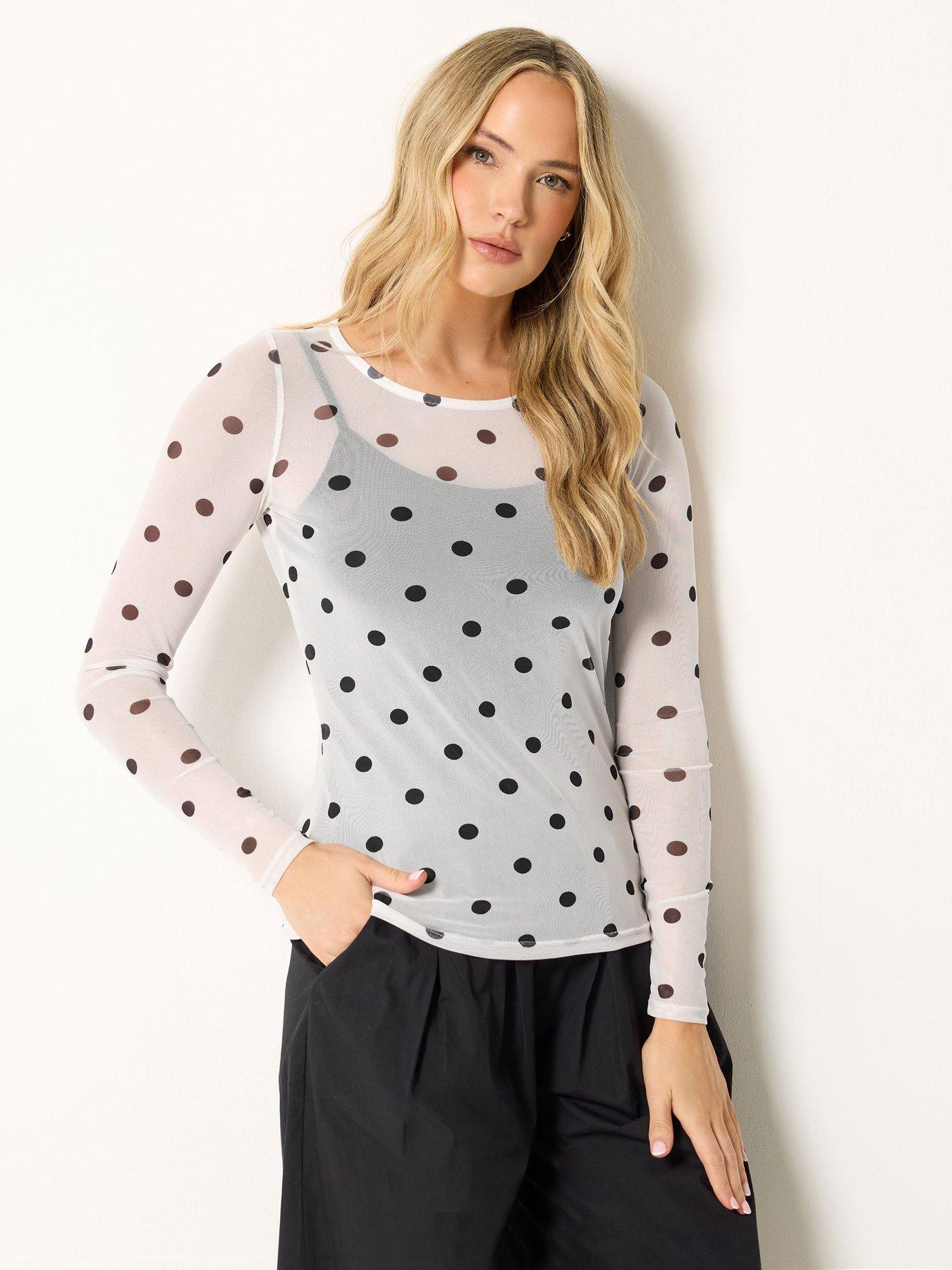 Long Tall Sally Tall Spot Mesh Top - White