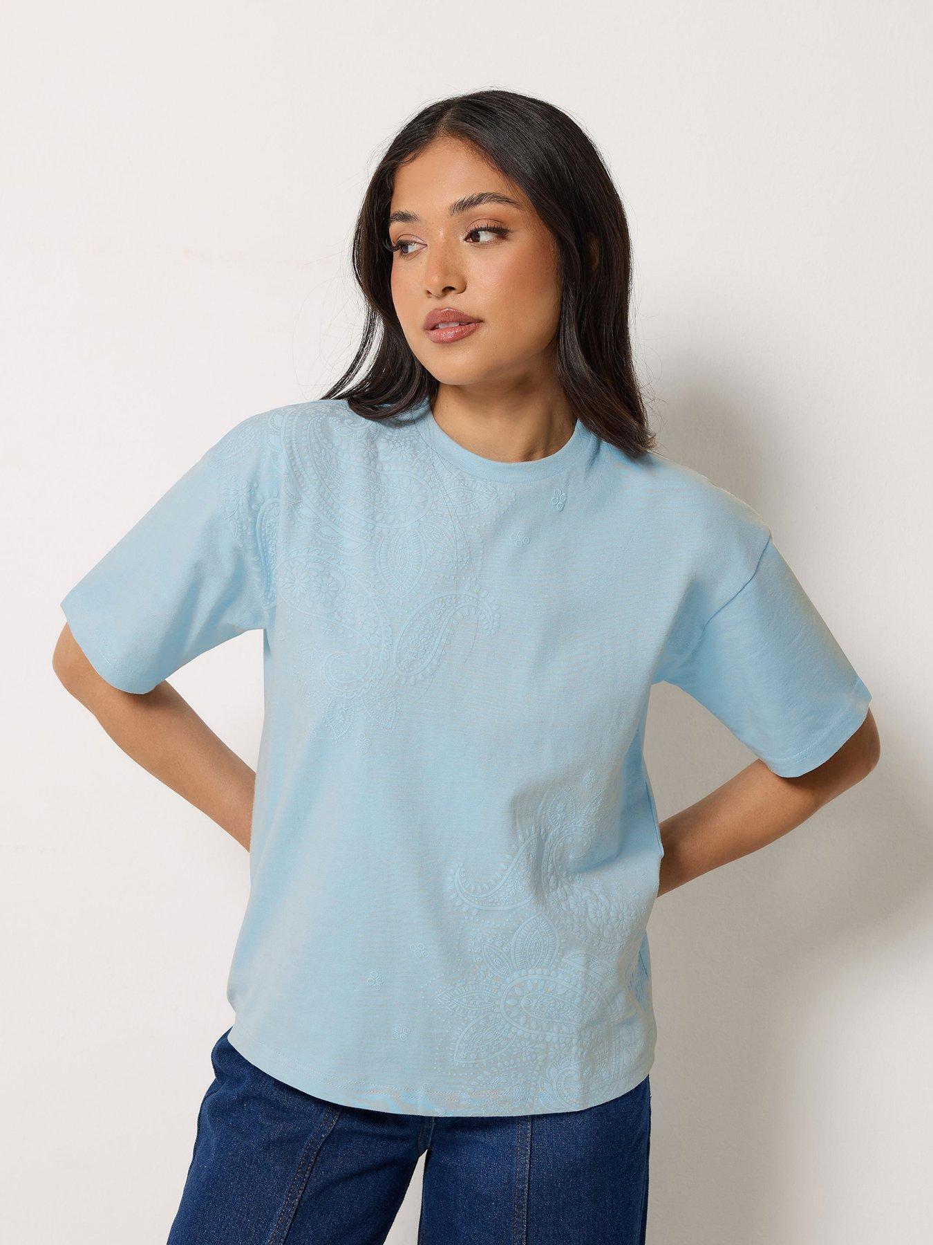 PixieGirl Petite Paisley Puff Short Sleeve T-Shirt - Blue