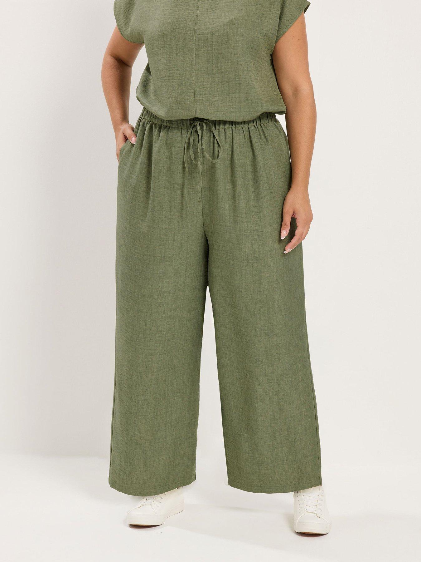 Yours Curve Co-Ord Wide Leg Trousers - Green