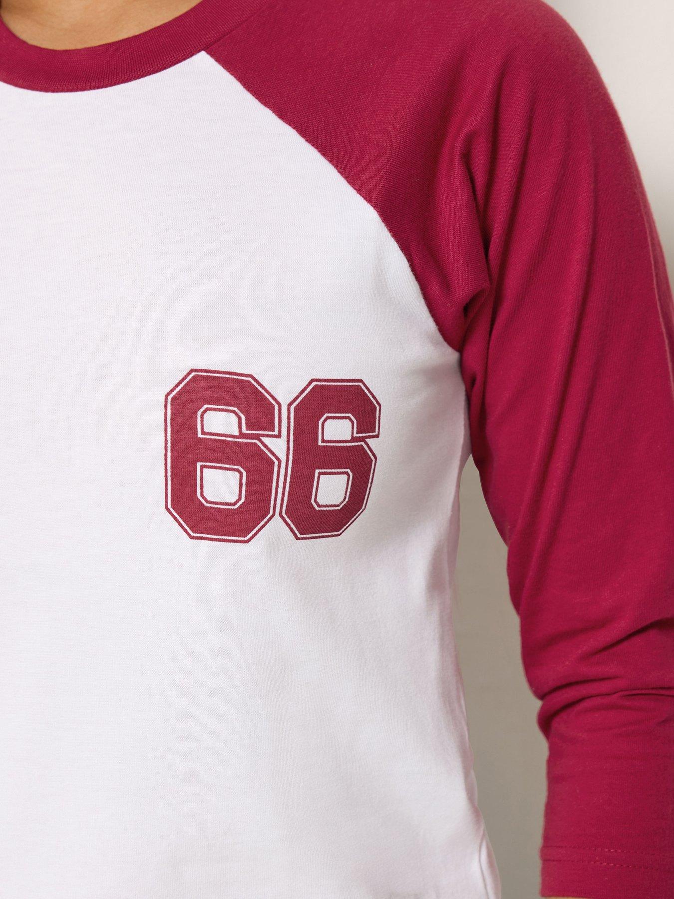 Image 4 of 4 of PixieGirl Petite Contrast Raglan Long Sleeve T-Shirt - Red