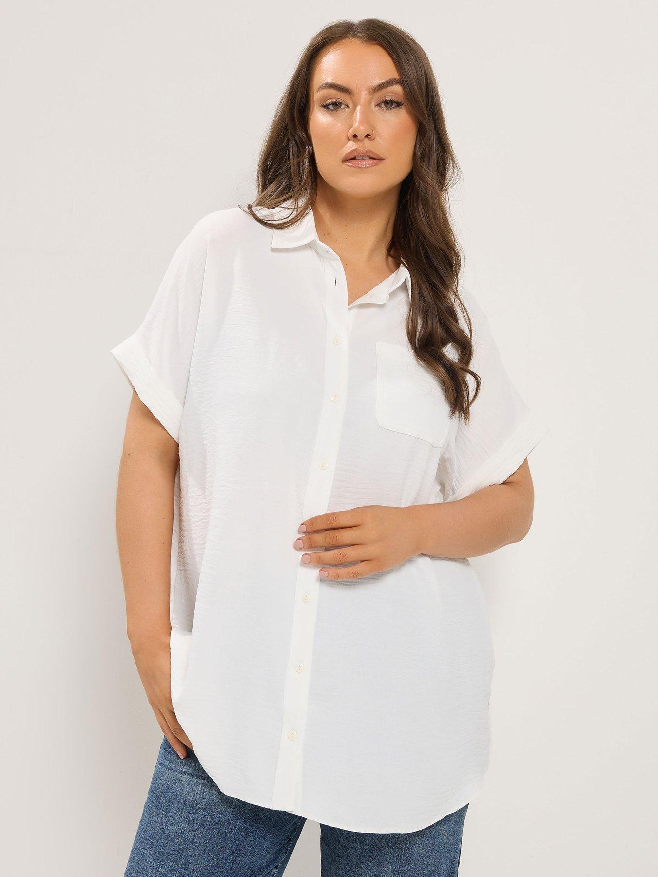 Yours Curve Grown On Sleeve Shirt - White