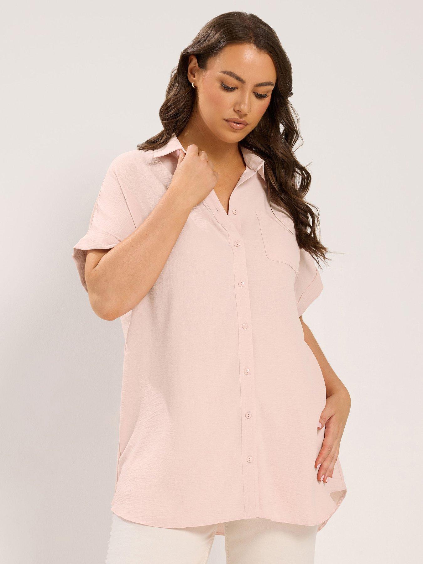 Yours Curve Grown On Sleeve Shirt - Pink