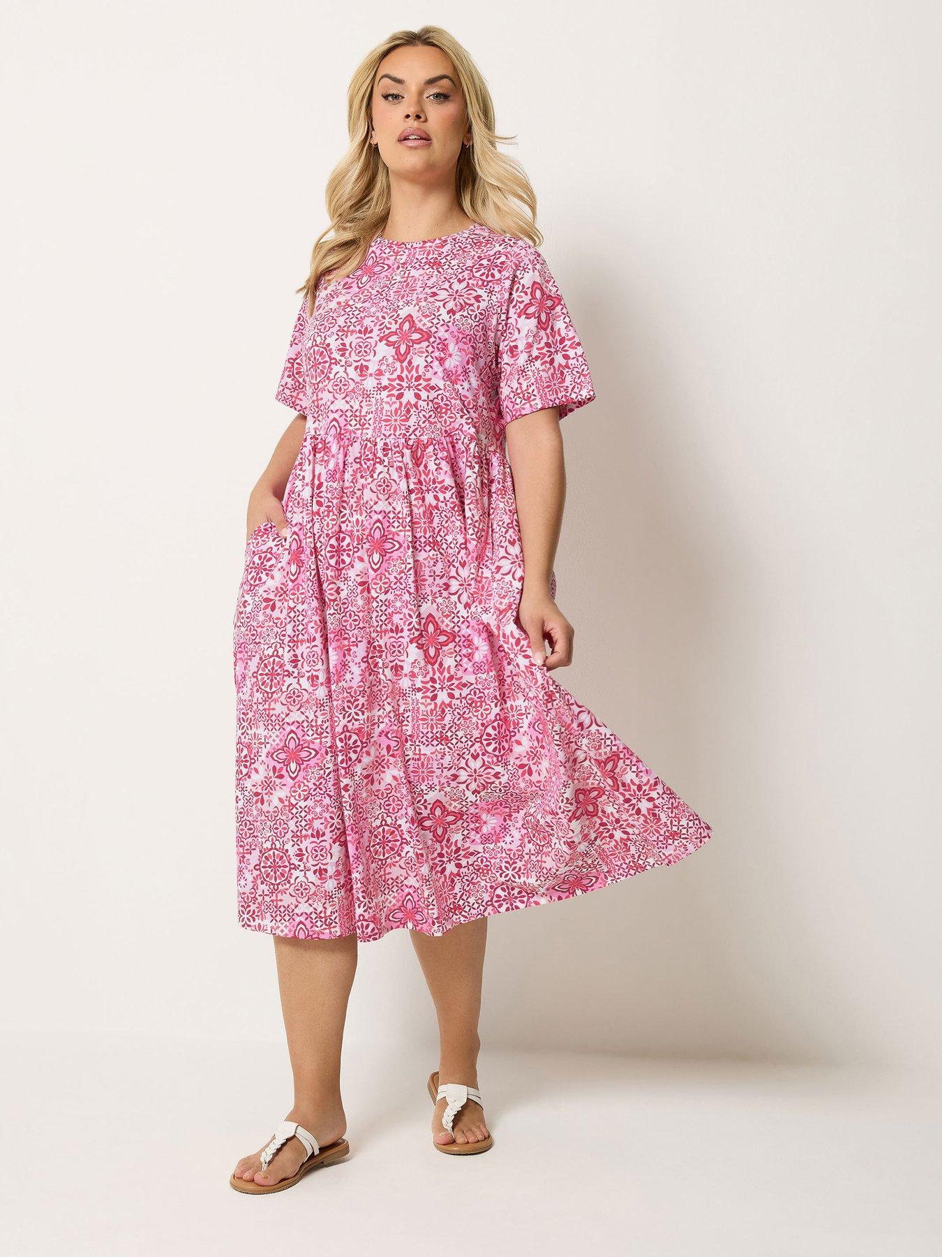 Yours Curve Throw On Smock Dress - Pink