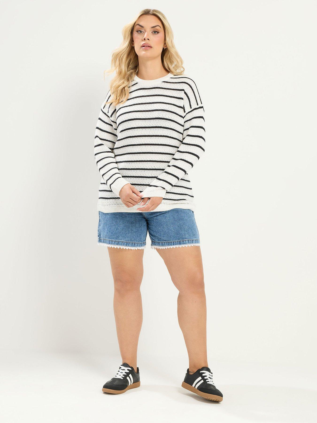 Image 3 of 4 of Yours Curve Stripe Jumper - Cream