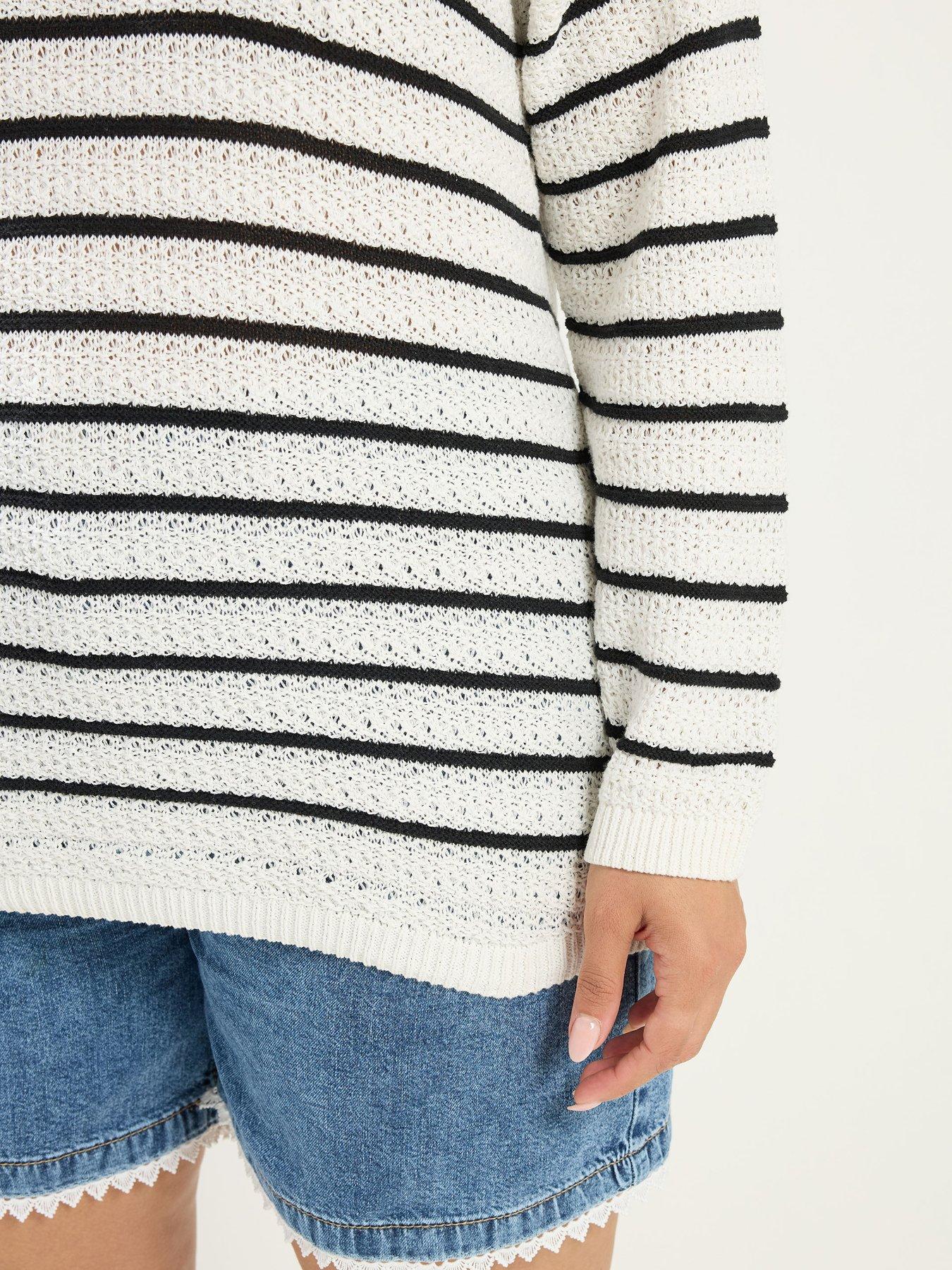 Image 4 of 4 of Yours Curve Stripe Jumper - Cream