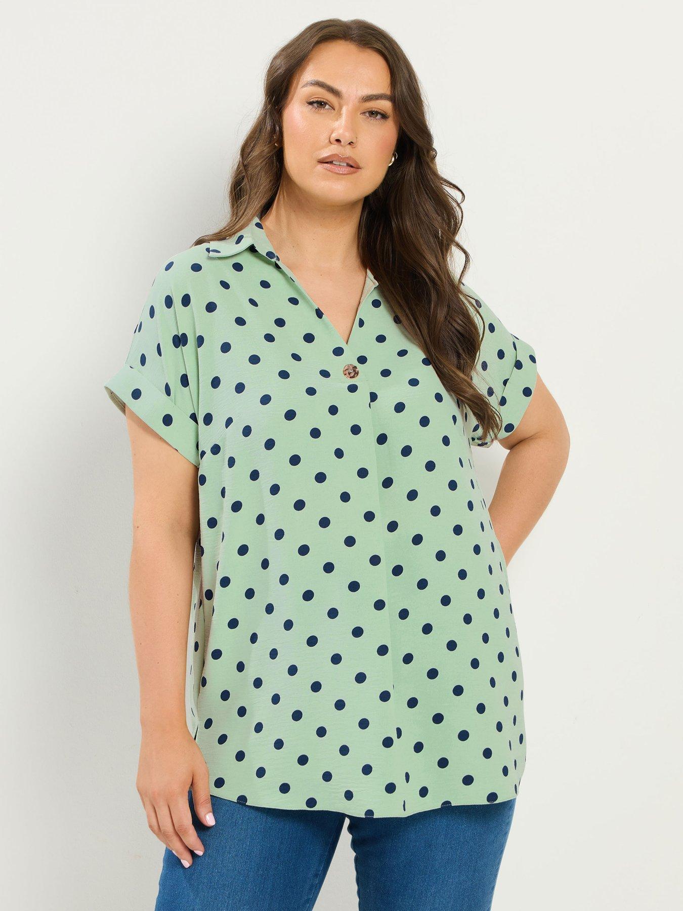 Yours Curve Pleat Front Shirt - Green