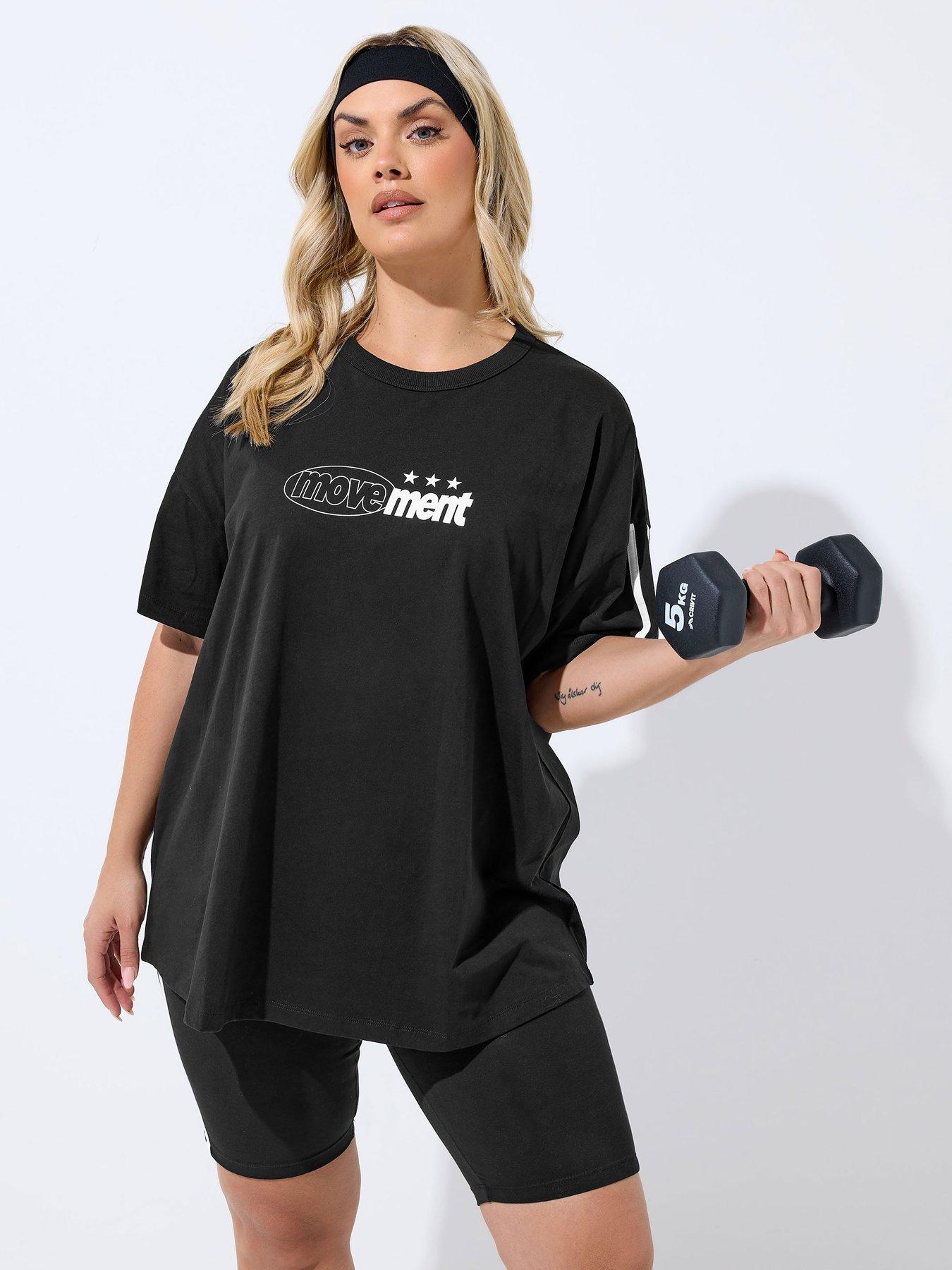 Yours Curve Movement Active T-Shirt - Black