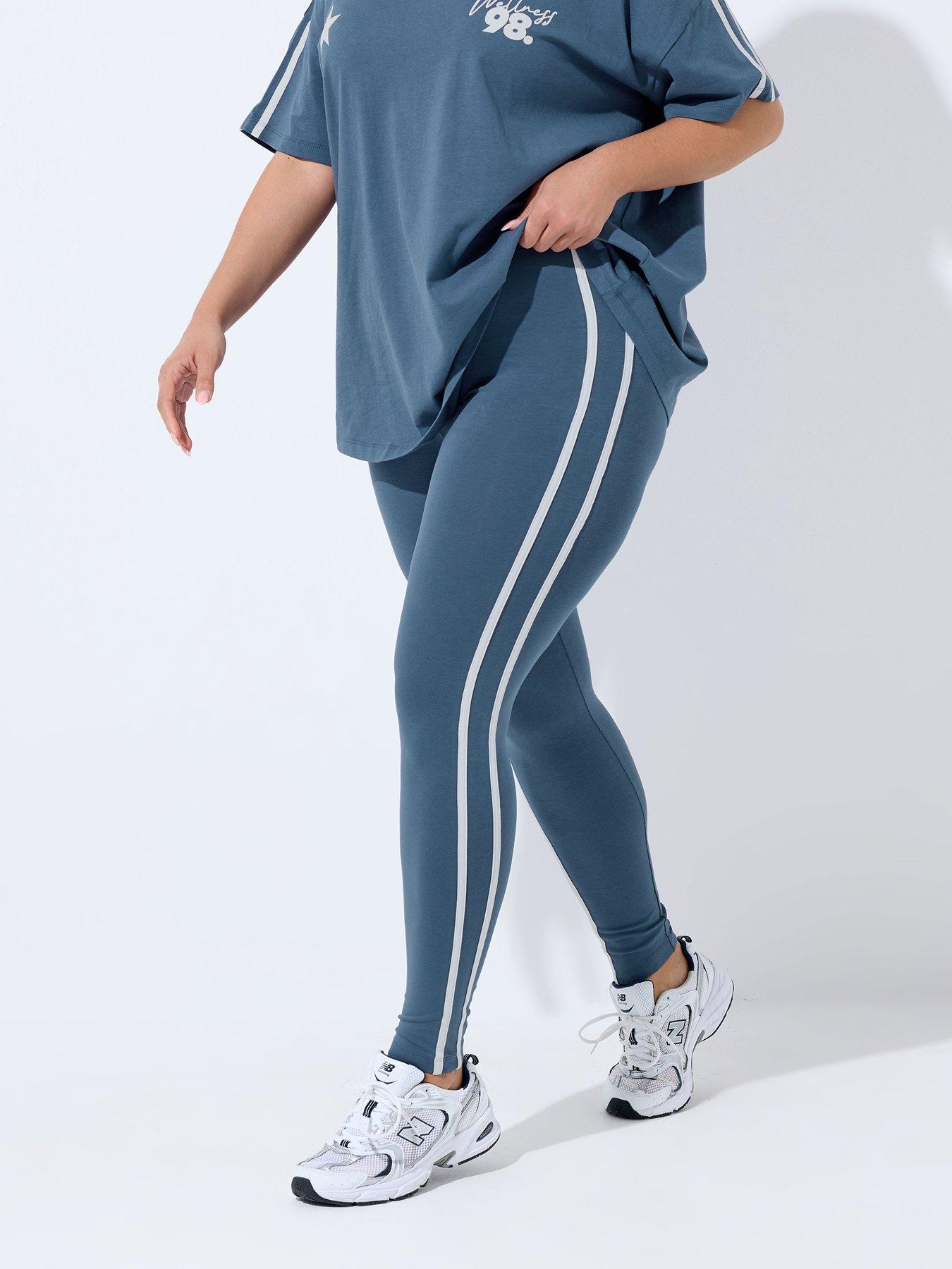 Yours Curve Active Side Stripe Leggings - Blue