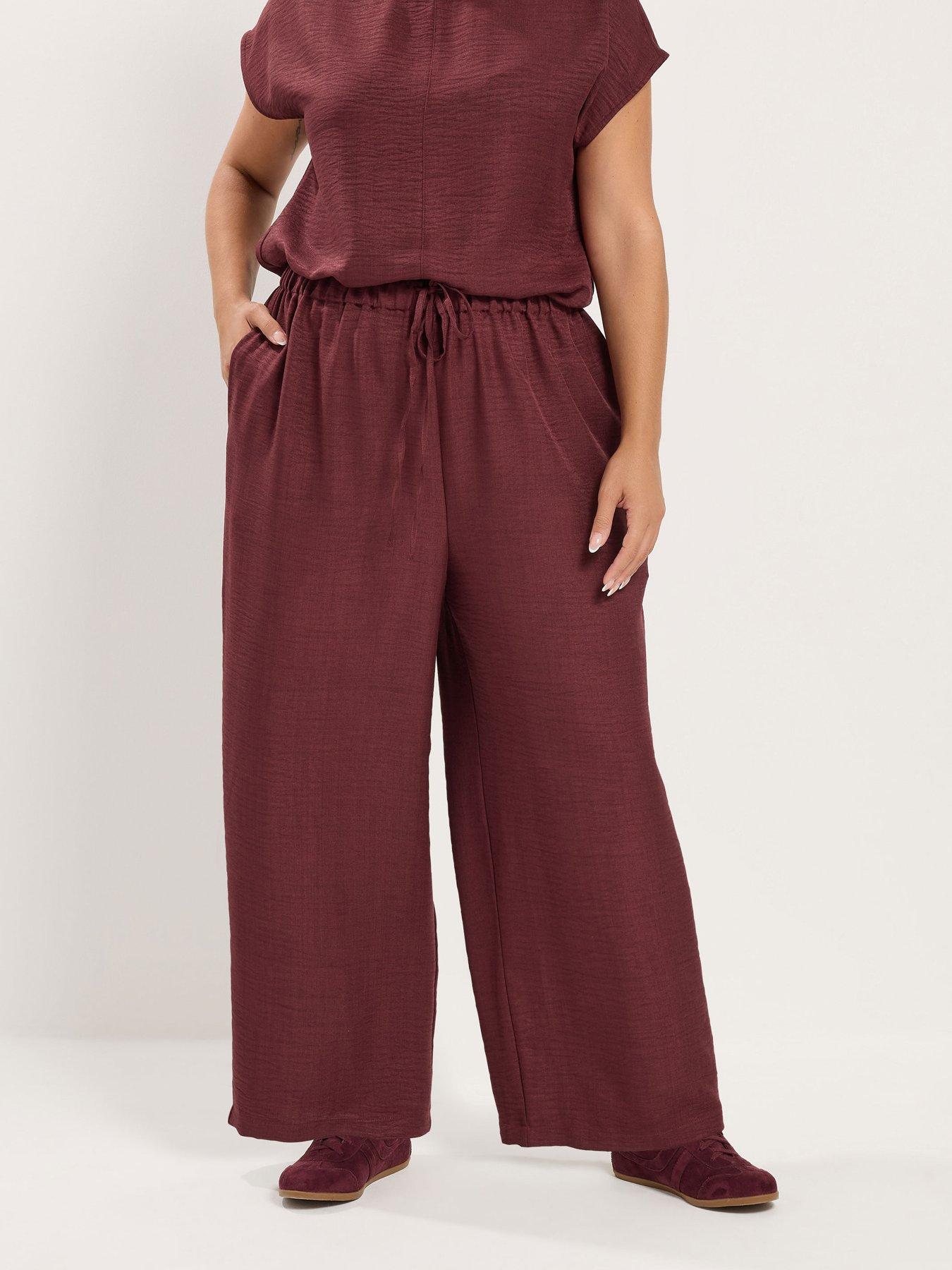 Yours Curve Wide Leg Co-Ord Trousers - Red