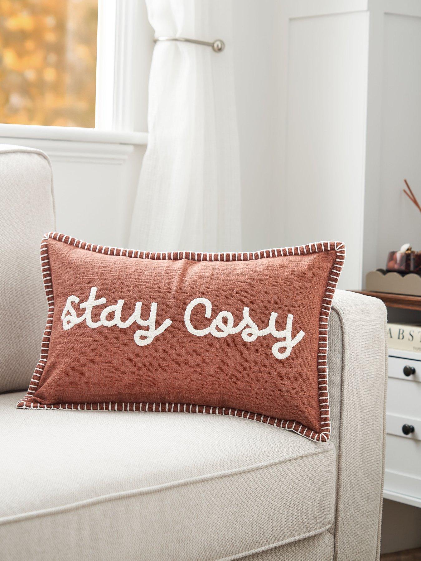 The Very Collection Stay Cosy Embroidered Bolster Cushion