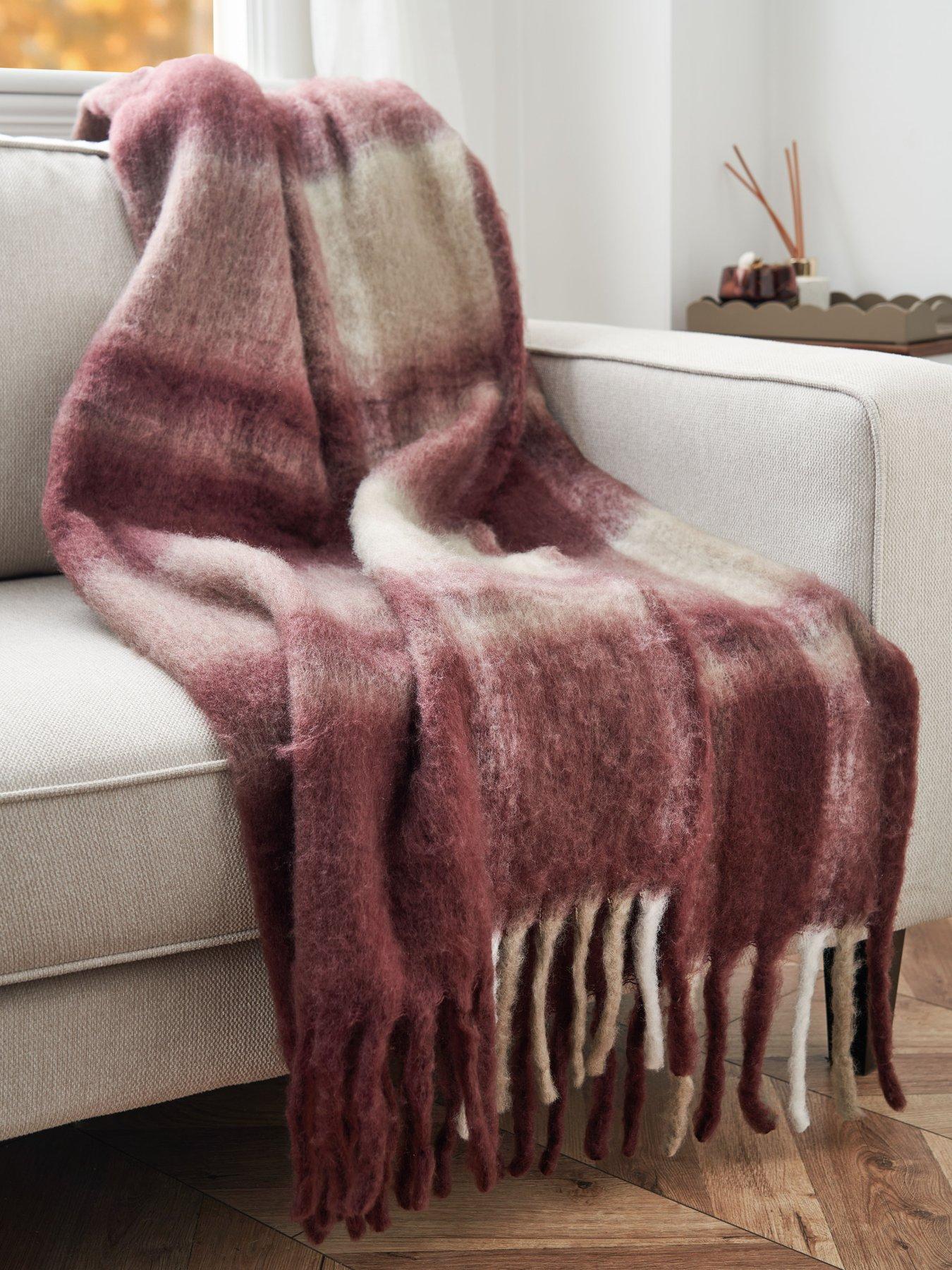 The Very Collection Large Check Faux Mohair Throw
