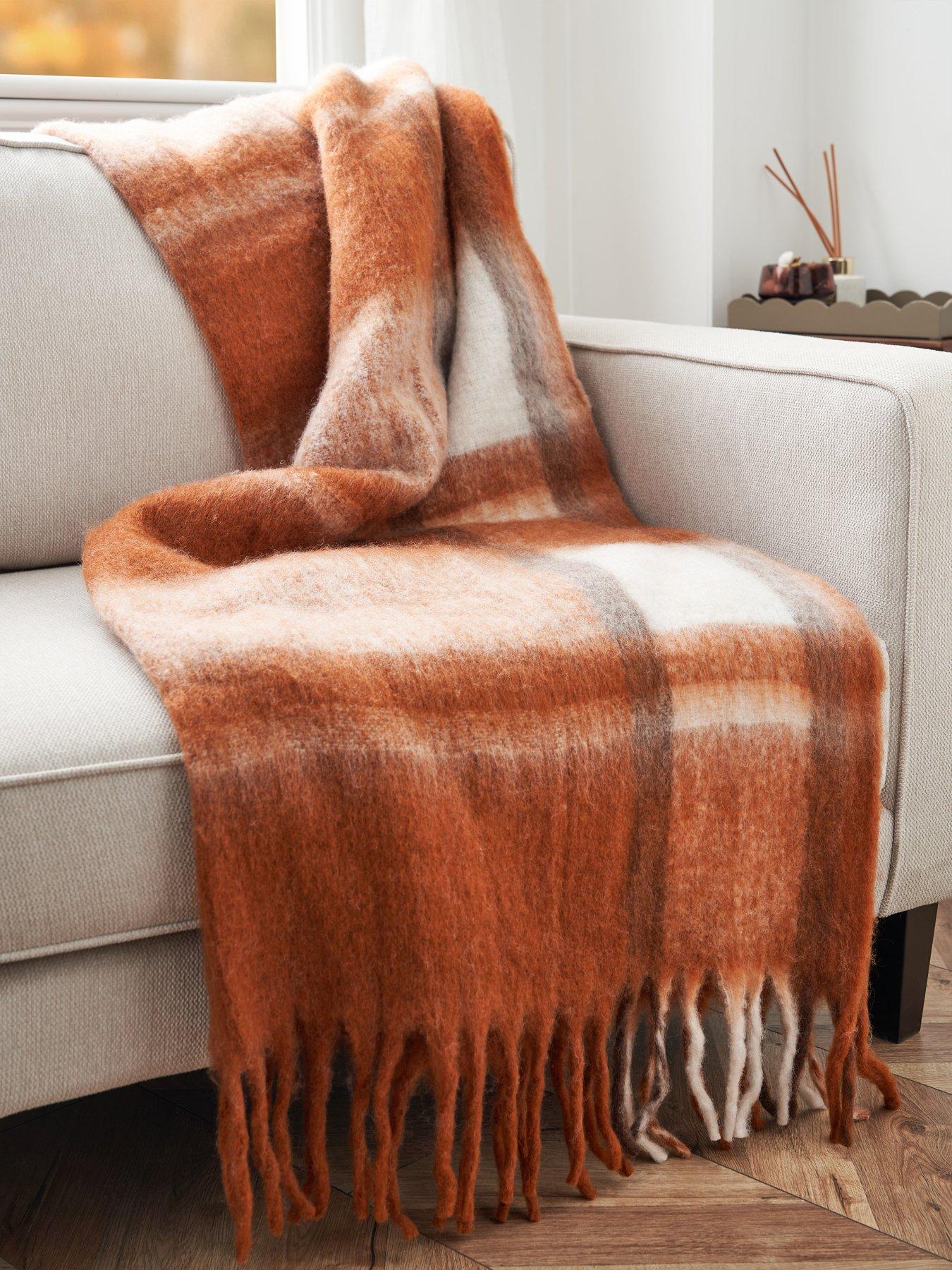 The Very Collection Large Check Faux Mohair Throw
