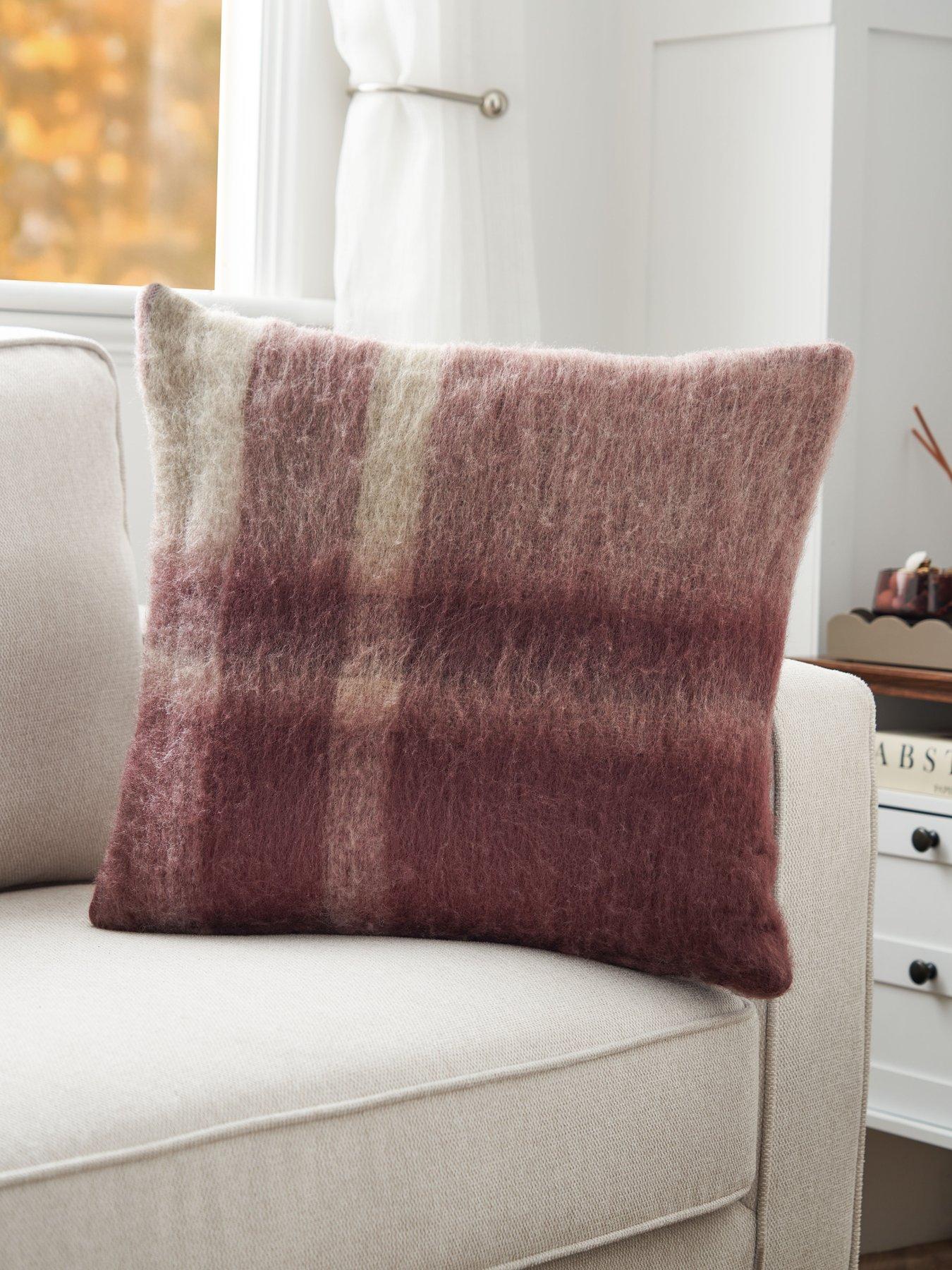 The Very Collection Large Check Faux Mohair Cushion