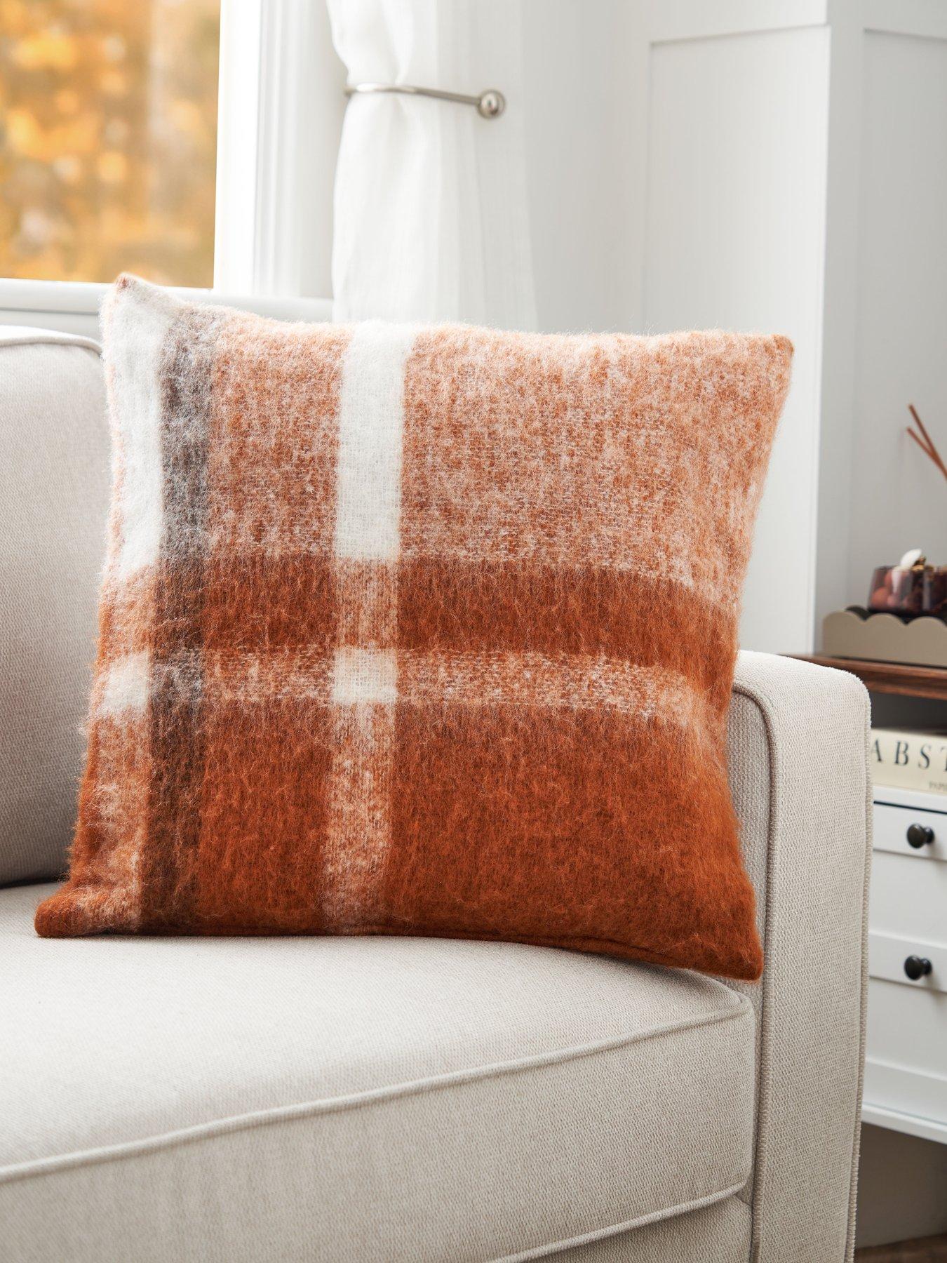 The Very Collection Large Check Faux Mohair Cushion