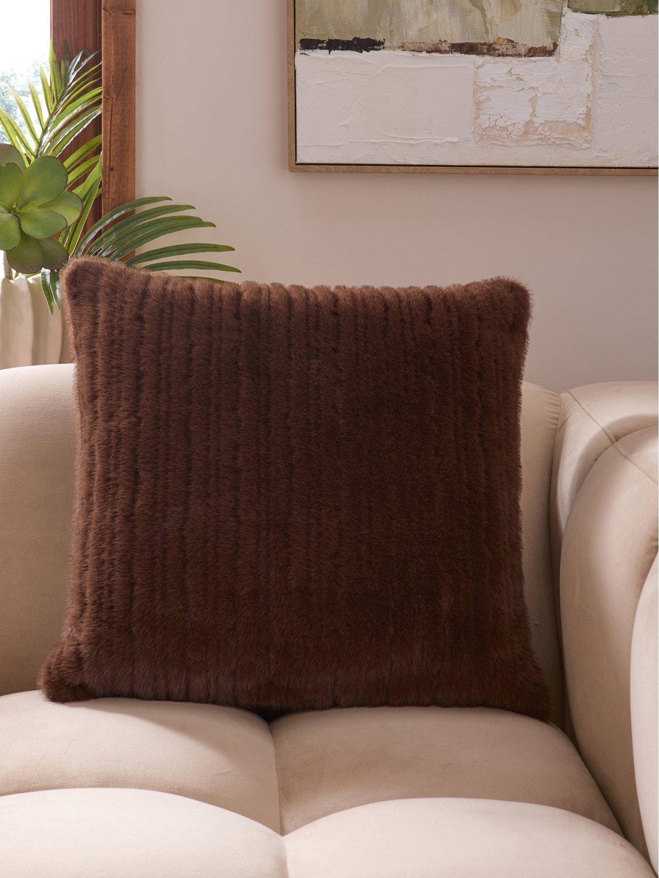 Michelle Keegan Home Faux Fur Cut Stripe Cushion
