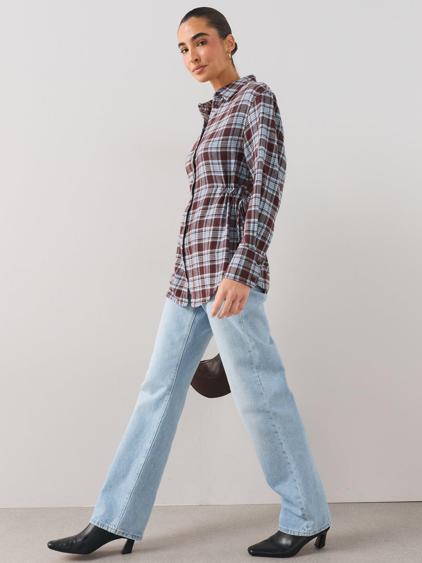 The Very Collection Ruched Detail Check Shirt - Multi