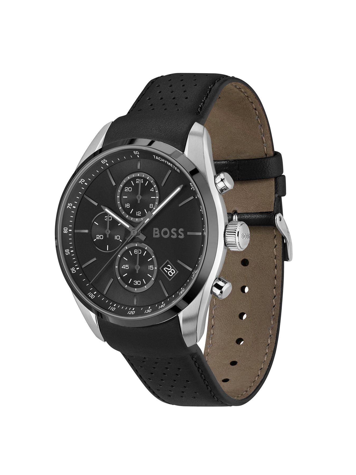 Image 2 of 7 of BOSS Grand Prix 44 Leather Strap Black Watch
