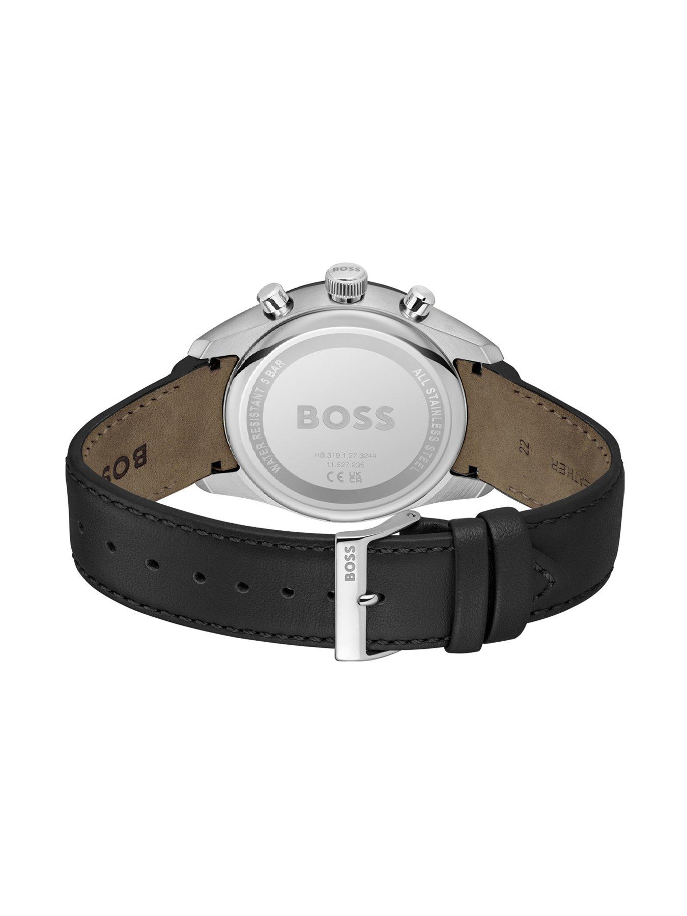 Image 3 of 7 of BOSS Grand Prix 44 Leather Strap Black Watch